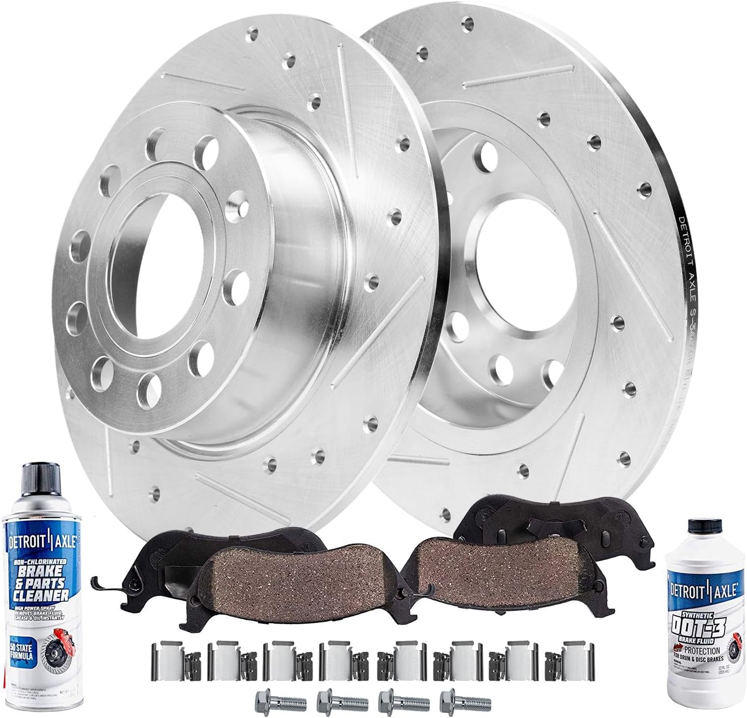 6pc Rear Drilled Slotted Rotors and Ceramic Brake Pads Kit