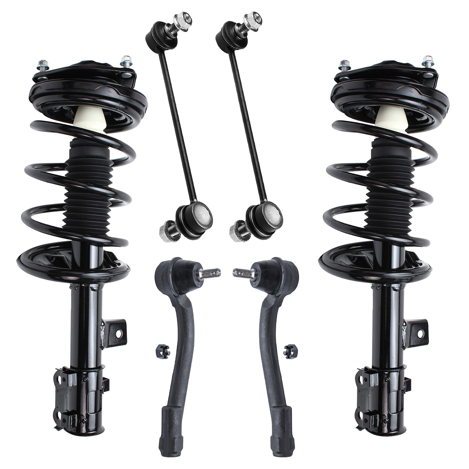 6pc Front Struts Sway Bar Links Tie Rods Suspension Kit