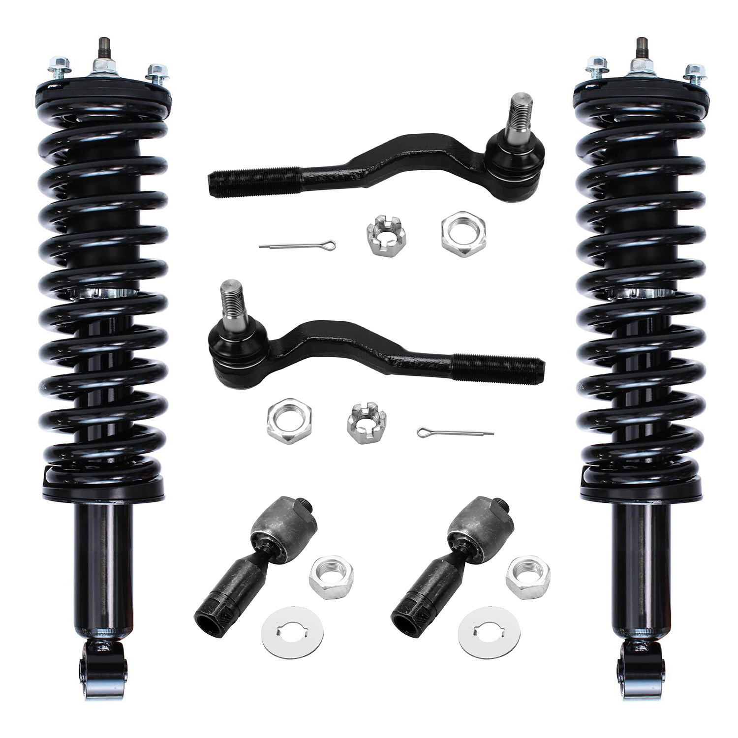6pc Front Struts Inner Outer Tie Rods Suspension Kit