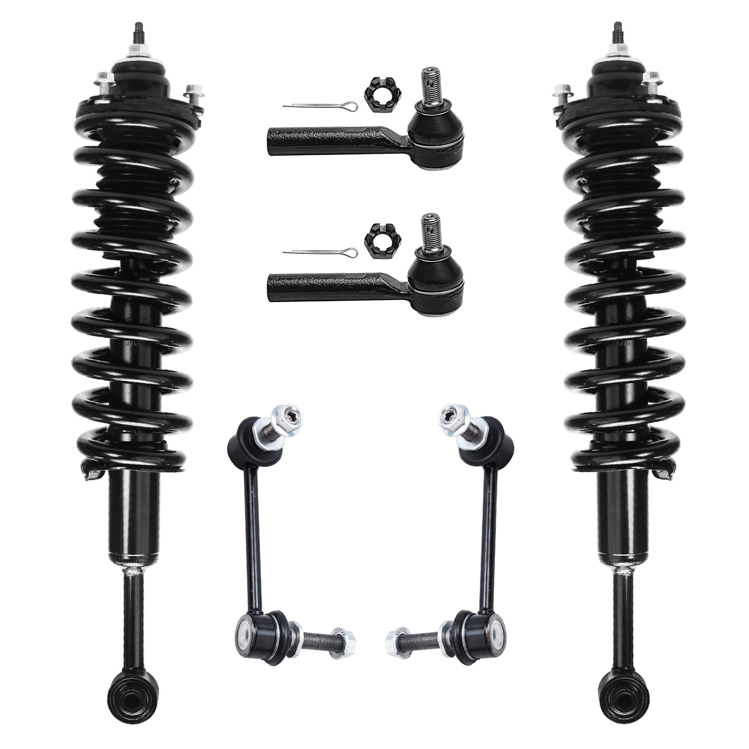 6pc Front Struts Sway Bar Links Outer Tie Rods Suspension Kit