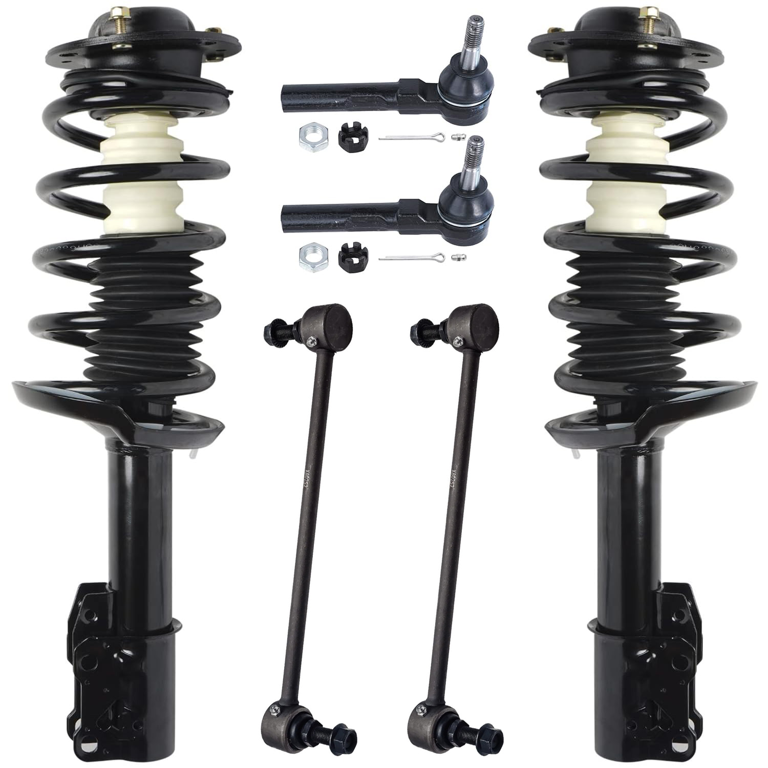 6pc Front Struts Sway Bar Links Tie Rods Suspension Kit