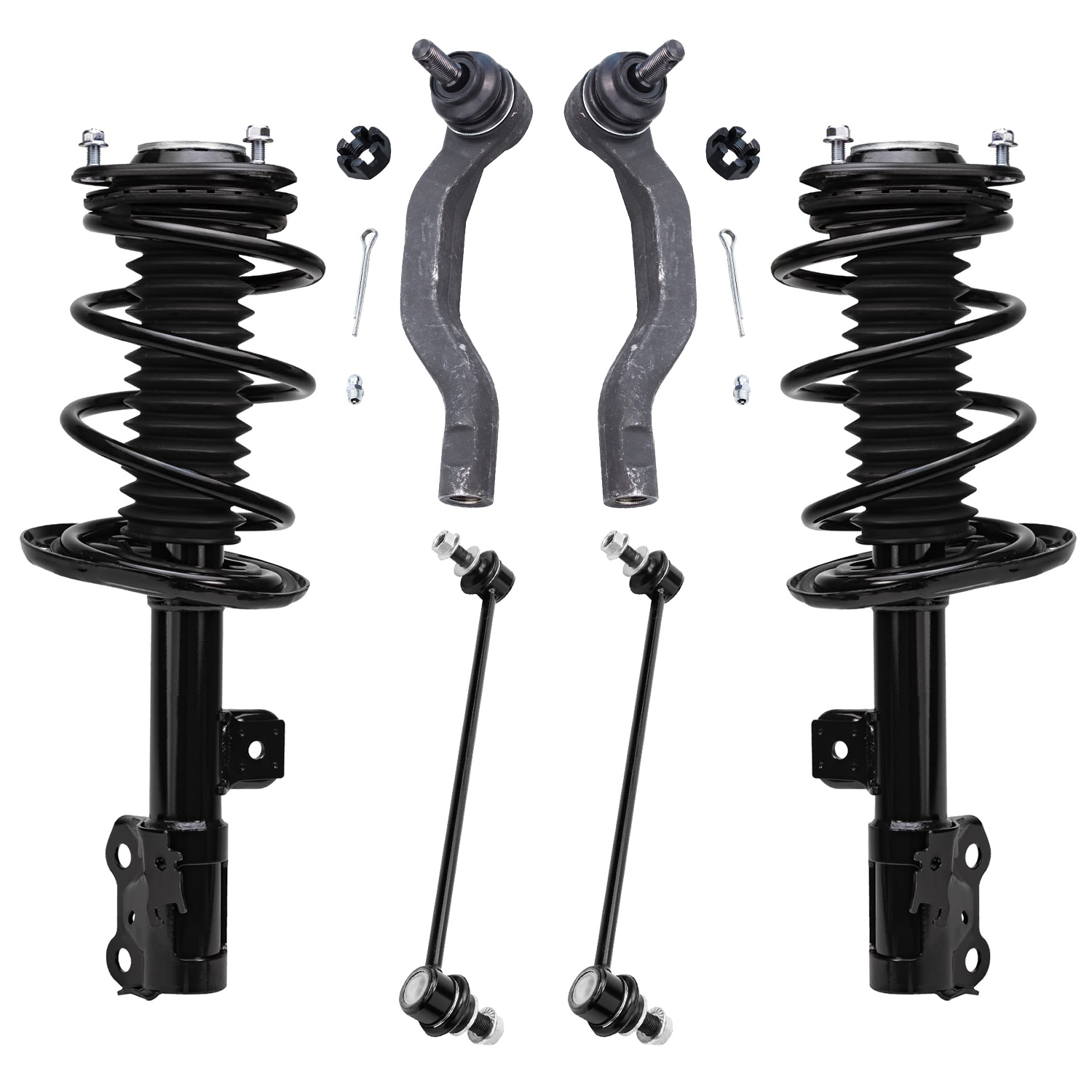 6pc Front Struts Outer Tie Rods Sway Bar Links Suspension Kit