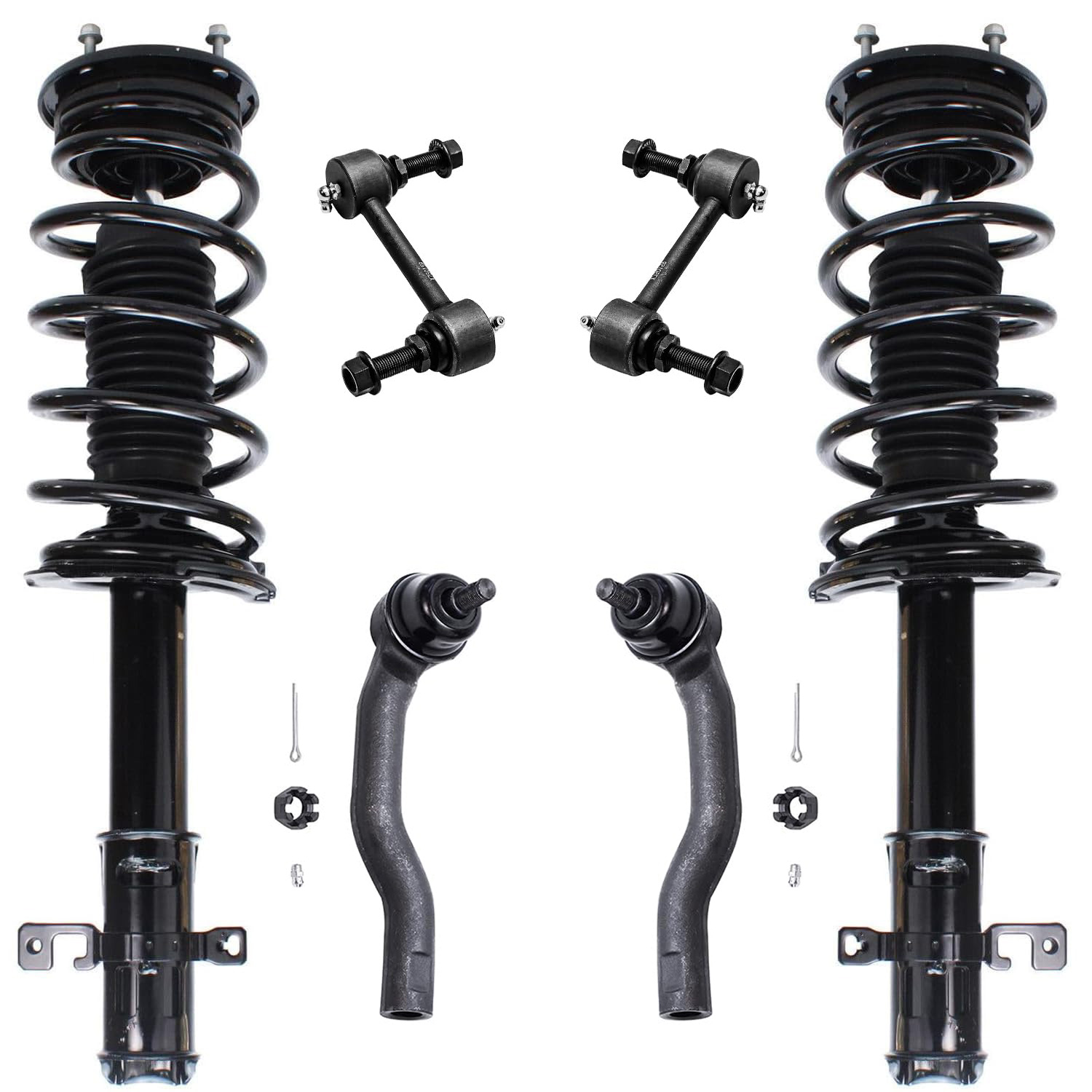 6pc Front Struts Sway Bar Links Outer Tie Rods Suspension Kit