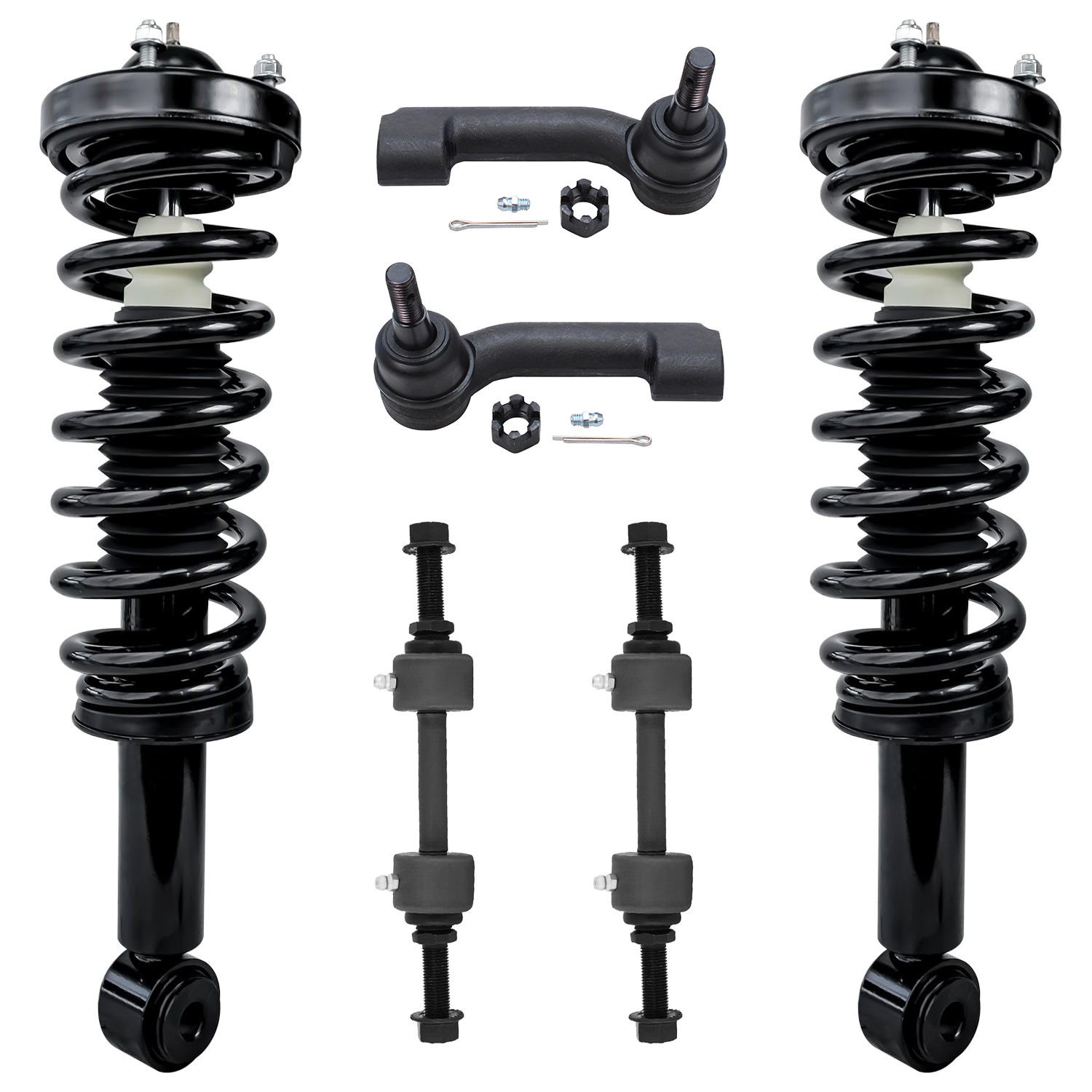 6pc Front Struts Sway Bar Links Outer Tie Rods Suspension Kit
