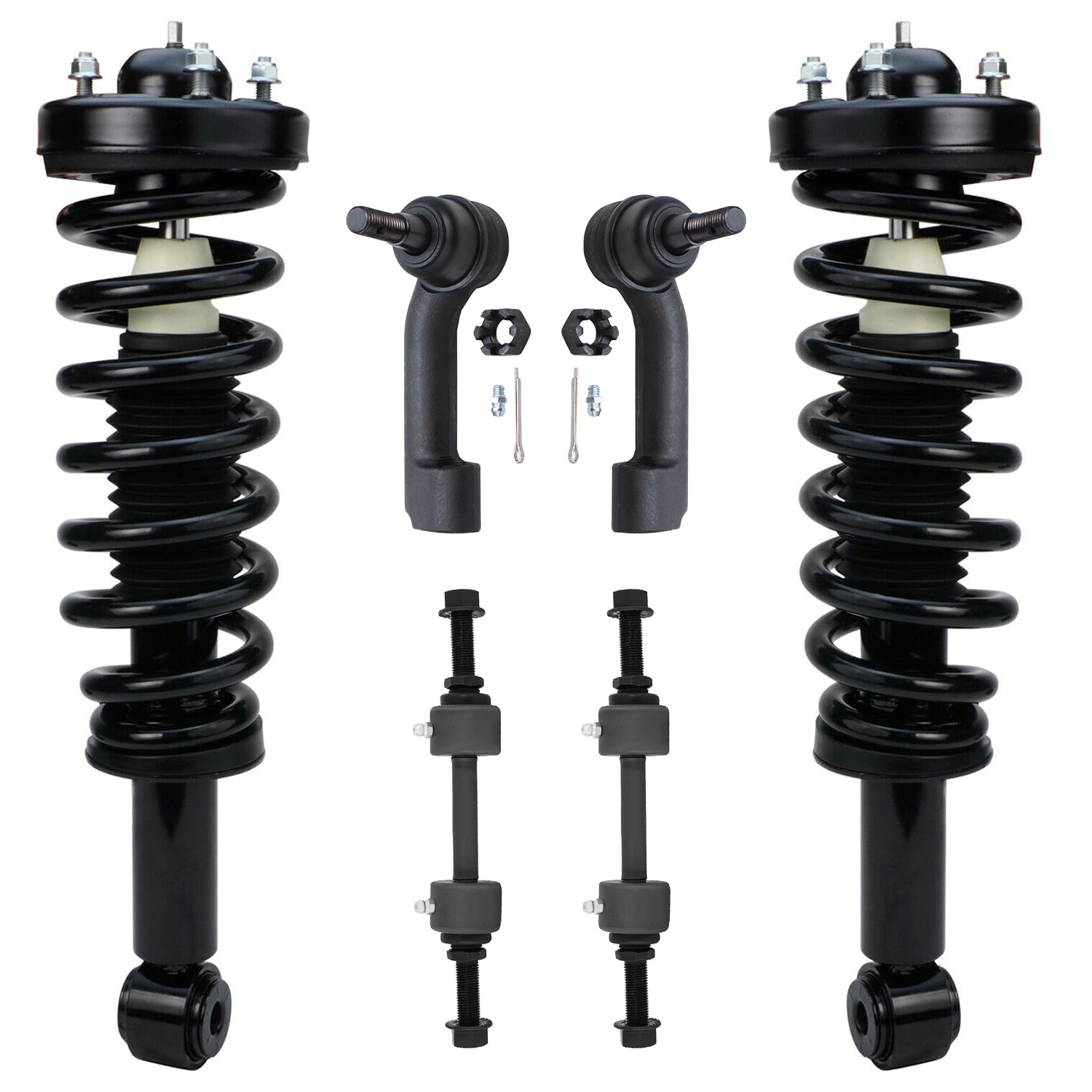 6pc Front Struts Tie Rods Sway Bar Links Suspension Kit