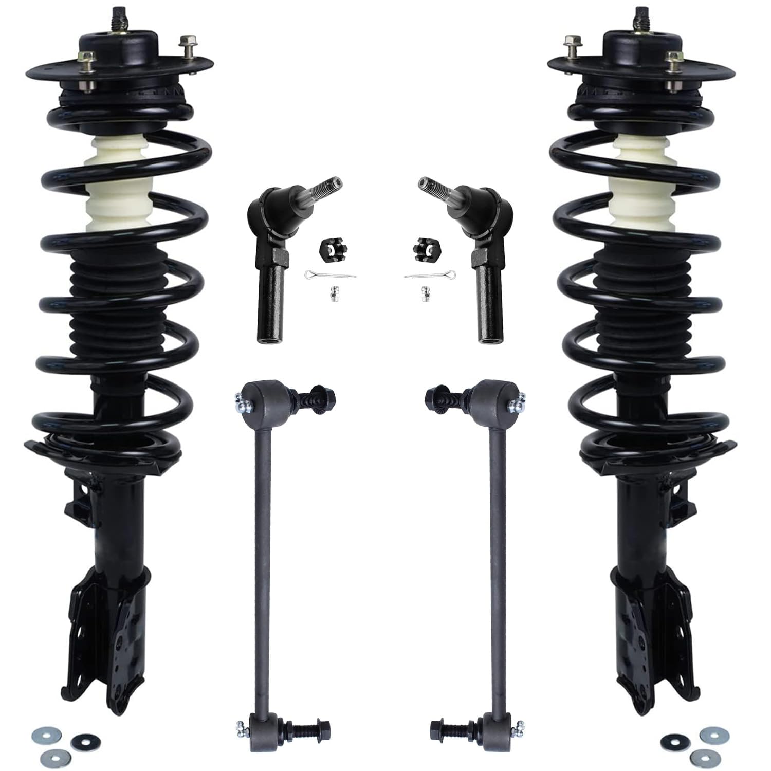 6pc Front Struts Sway Bar Links Outer Tie Rods Suspension Kit