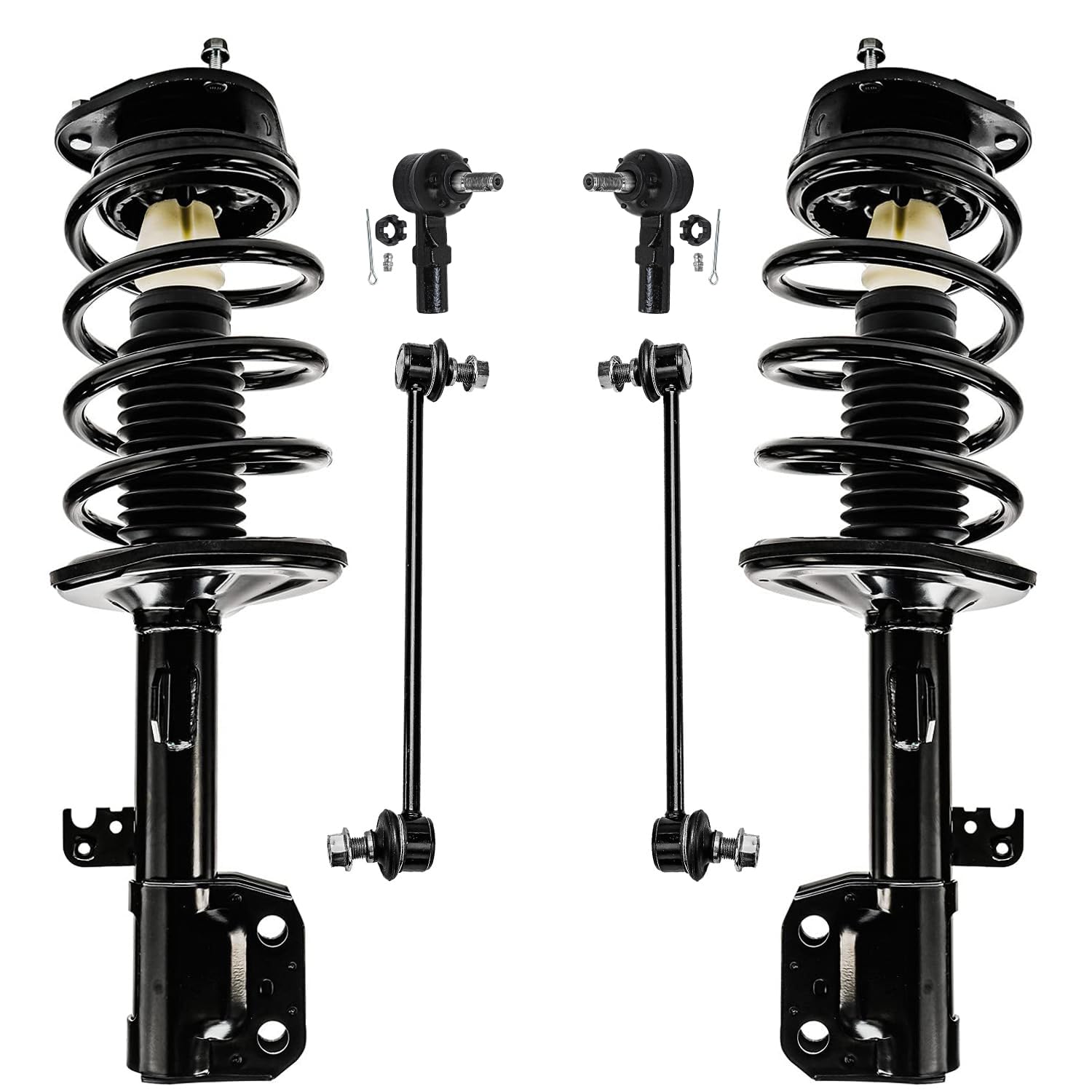 6pc Front Struts Sway Bar Links Outer Tie Rods Suspension Kit