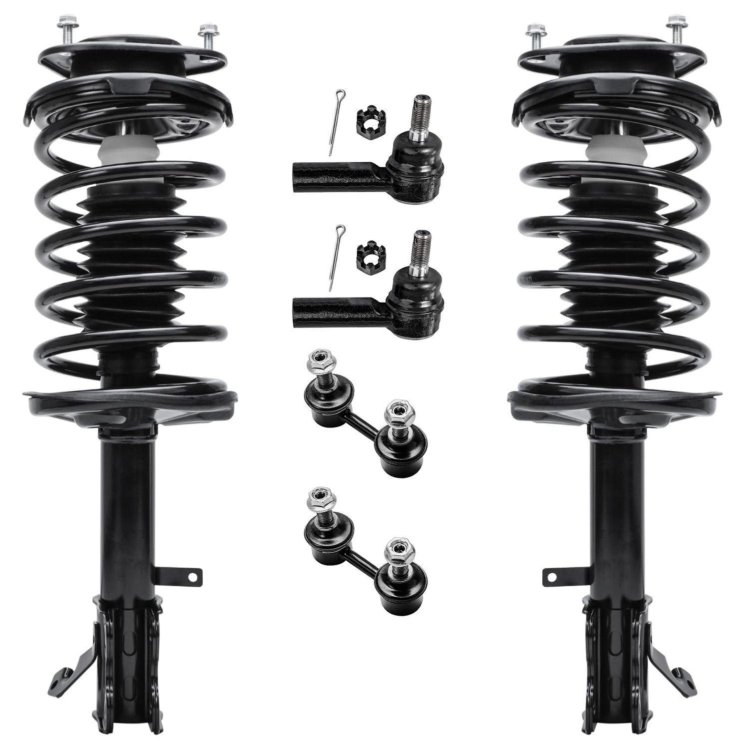 6pc Front Struts Outer Tie Rods Sway Bar Links Suspension Kit