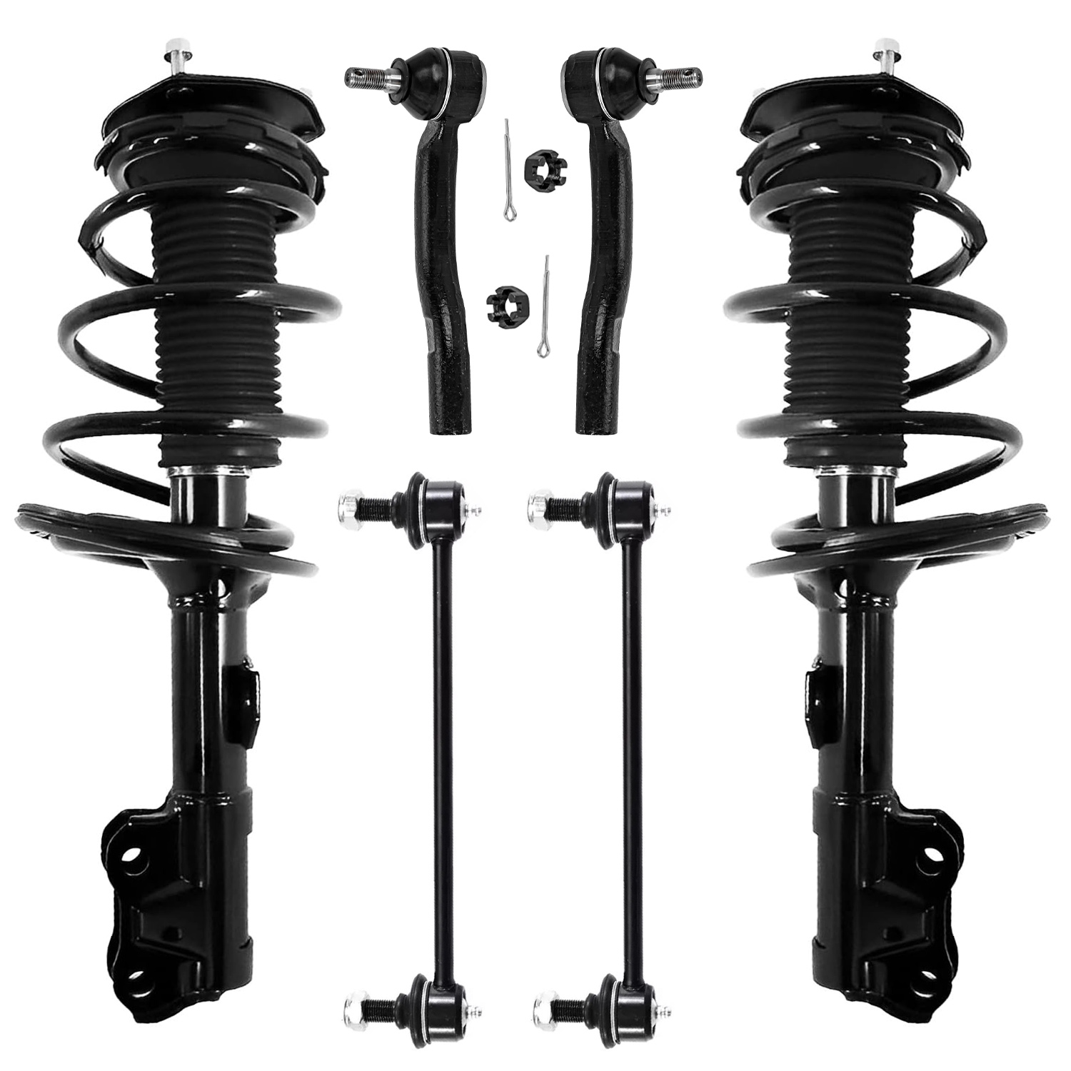 6pc Front Struts Sway Bar Links Outer Tie Rods Suspension Kit