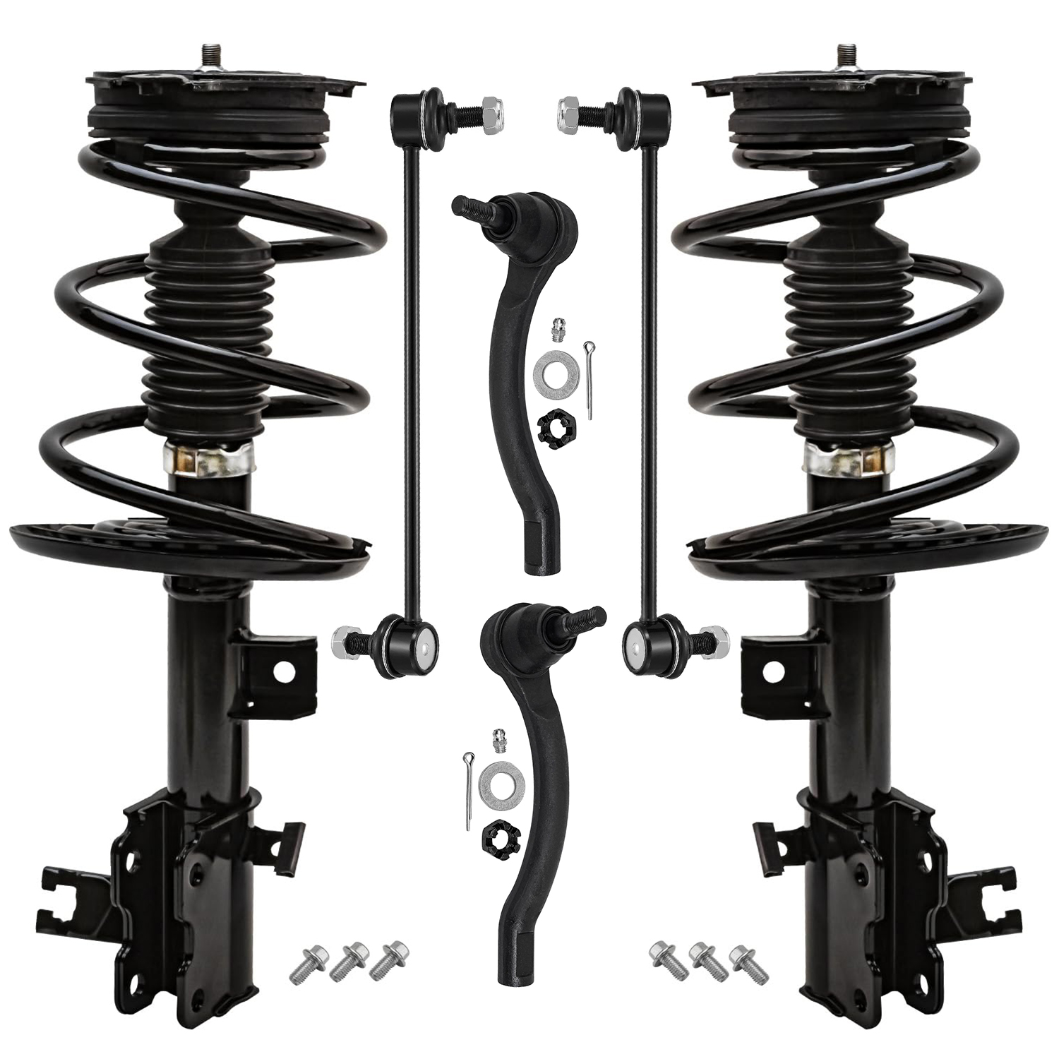 6pc Front Struts Outer Tie Rods Sway Bar Links Suspension Kit