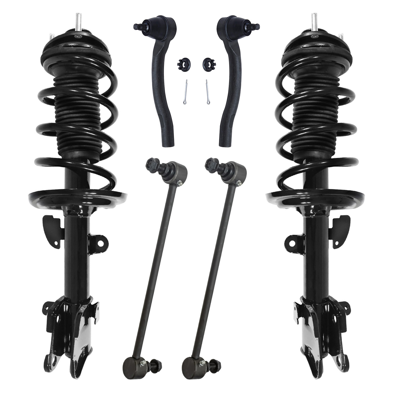 6pc Front Struts Outer Tie Rods Sway Bar Links Suspension Kit