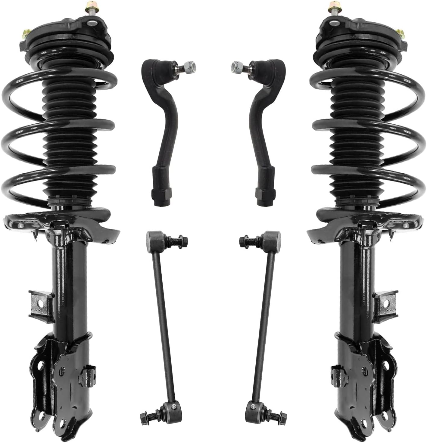 6pc Front Struts Sway Bar Links Outer Tie Rods Suspension Kit