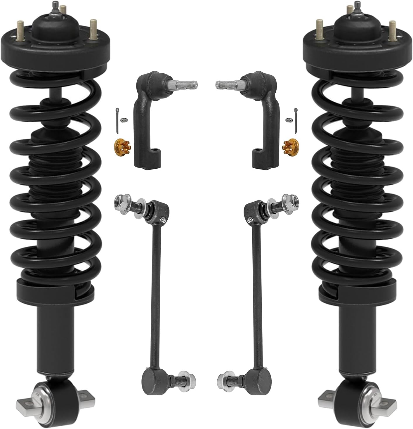 6pc Front Struts Sway Bar Links Outer Tie Rods Suspension Kit