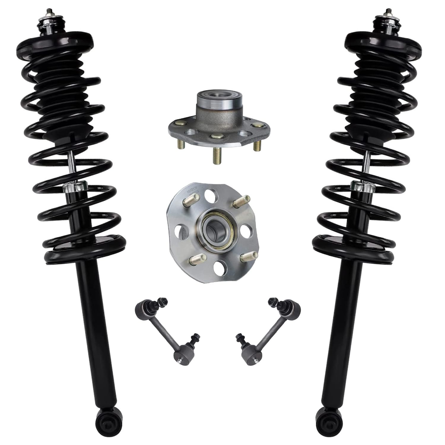 6pc Rear Struts Wheel Hub and Bearings Sway Bar Links Suspension Kit