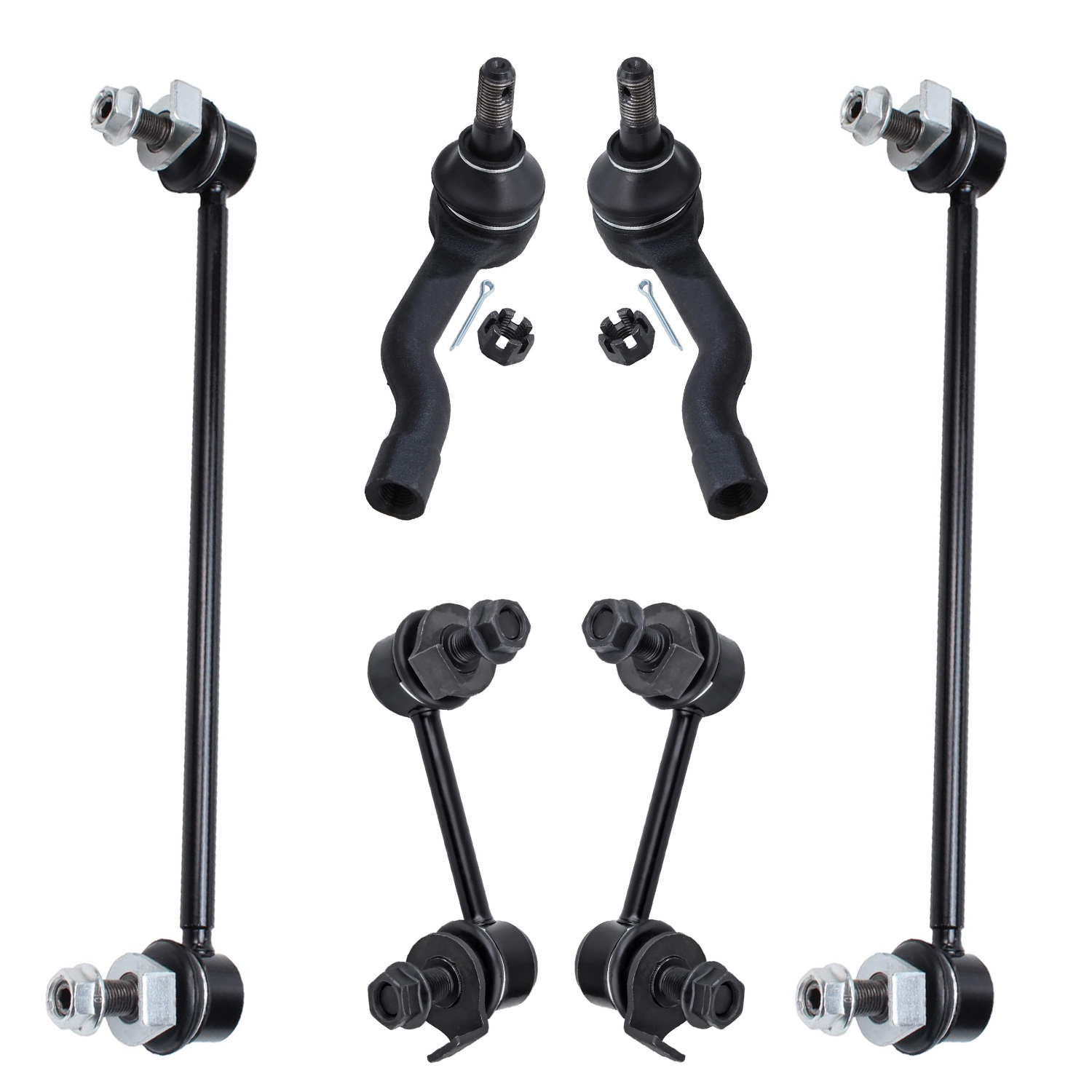 6pc Front & Rear Sway Bar Links Outer Tie Rods Suspension Kit