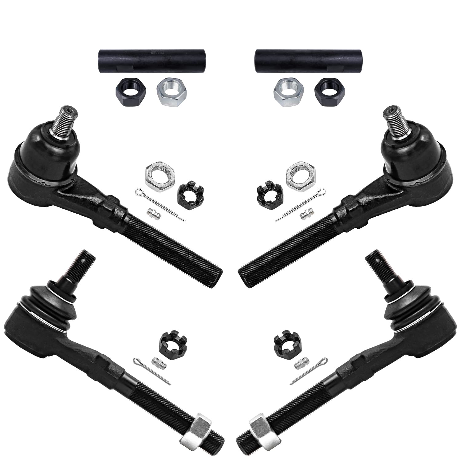 6pc Front Inner Outer Tie Rods Adjusting Sleeves Suspension Kit