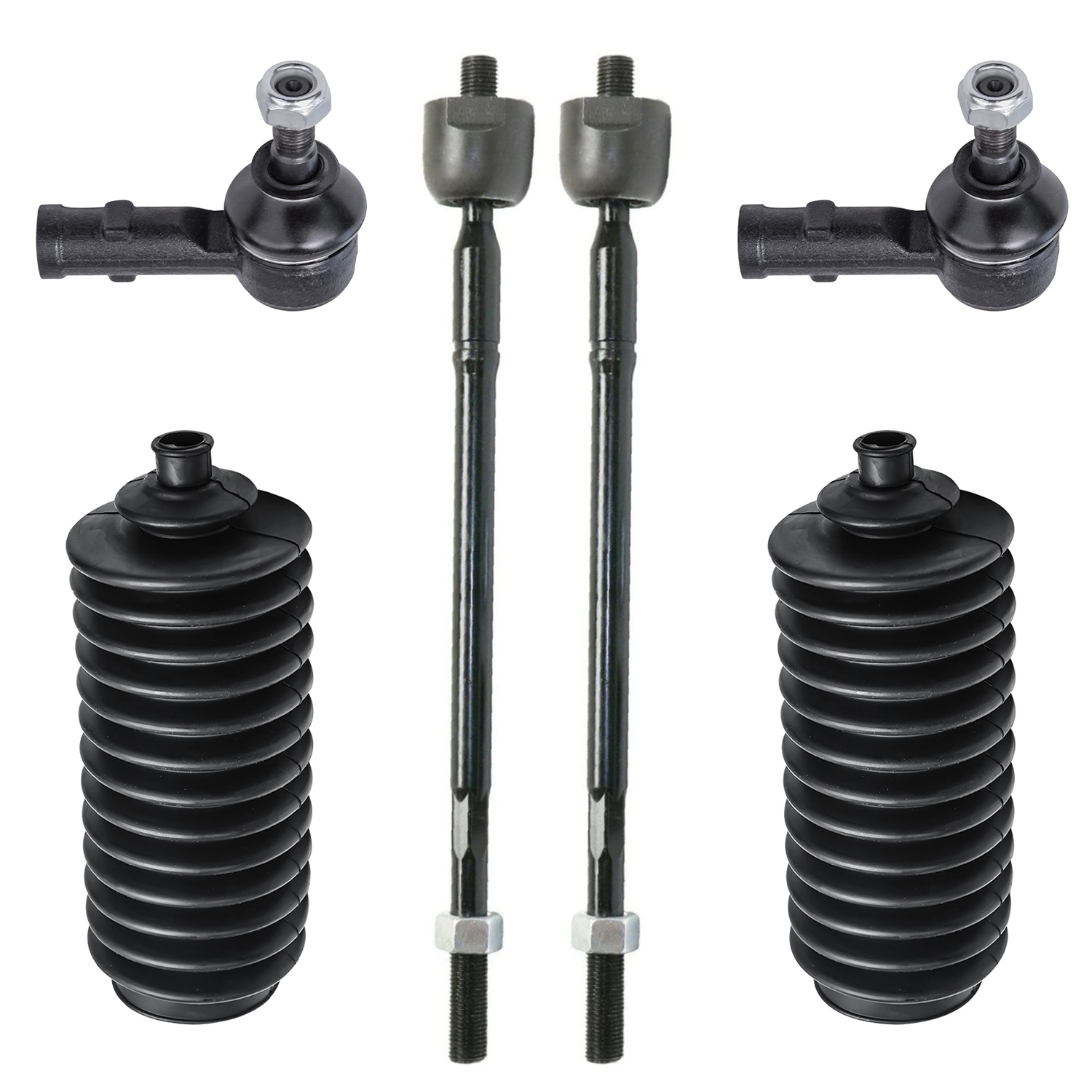 6pc Front Inner Outer Tie Rods Suspension Kit
