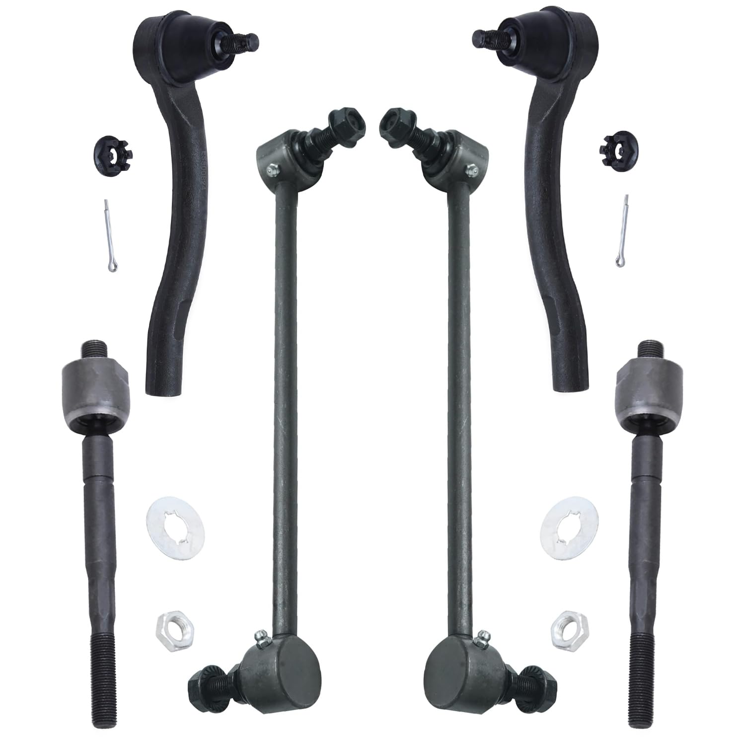 6pc Front Inner Outer Tie Rods Sway Bar Links Suspension Kit