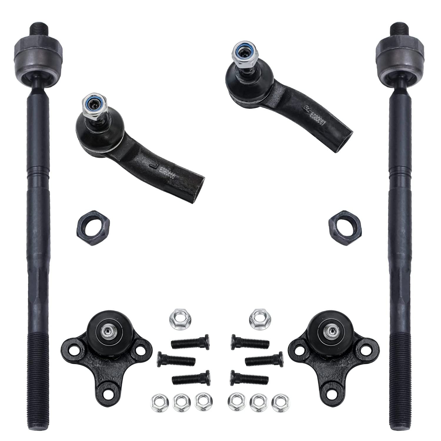 6pc Front Inner Outer Tie Rods Ball Joints Suspension Kit