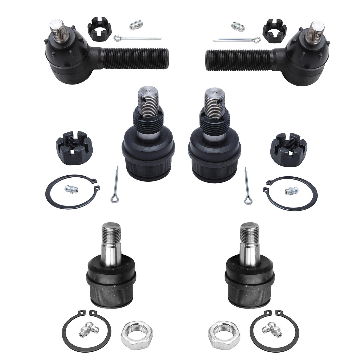 6pc Front Outer Tie Rods Ball Joints Suspension Kit