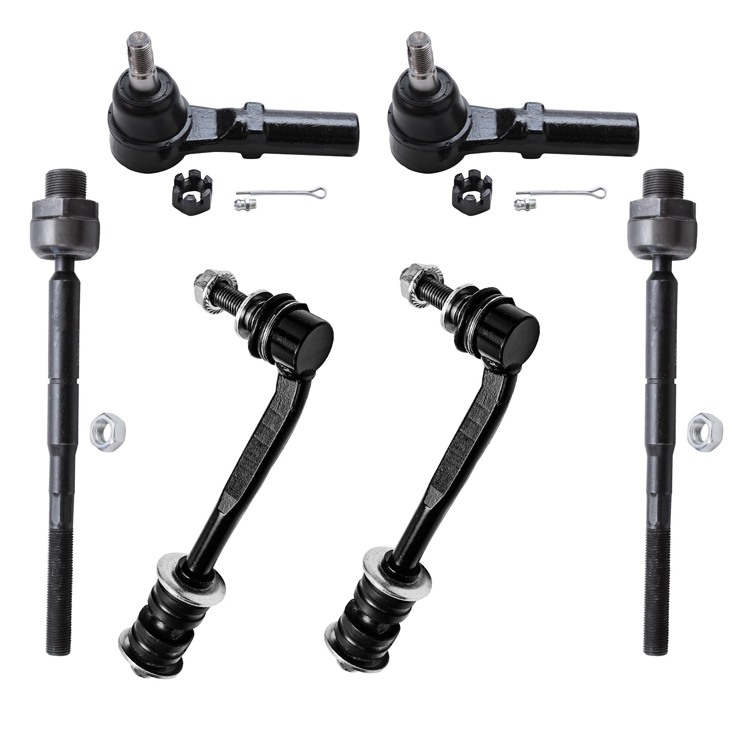 6pc Front Sway Bar Links Inner Outer Tie Rods Suspension Kit