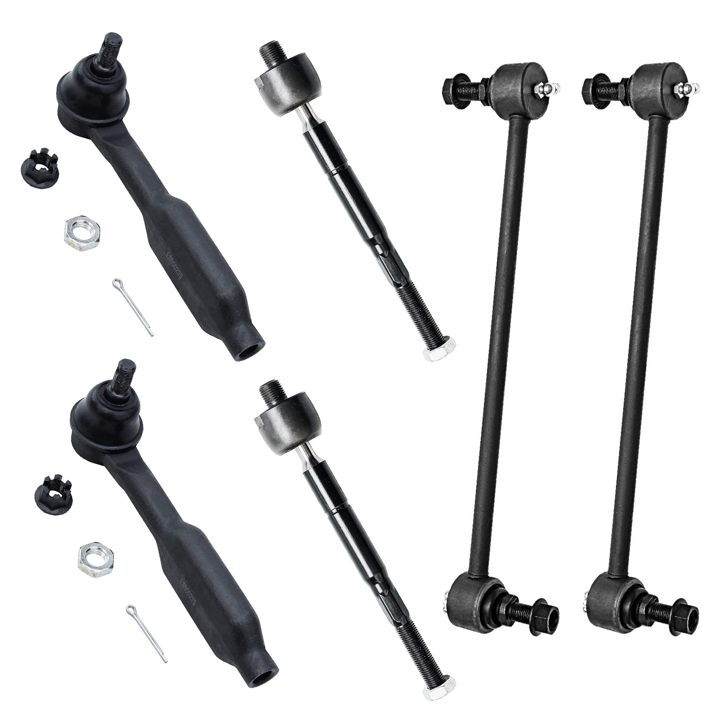 6pc Front Inner Outer Tie Rods Sway Bar Links Suspension Kit