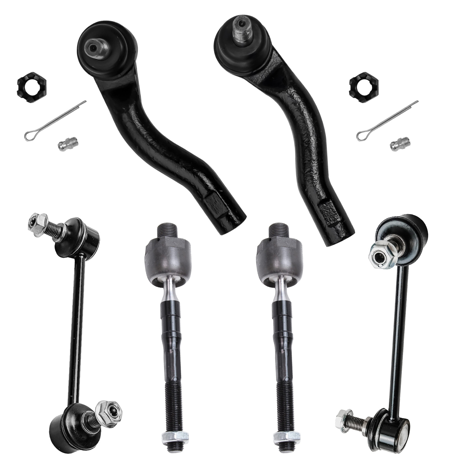 6pc Front Inner Outer Tie Rods Sway Bar Links Suspension Kit