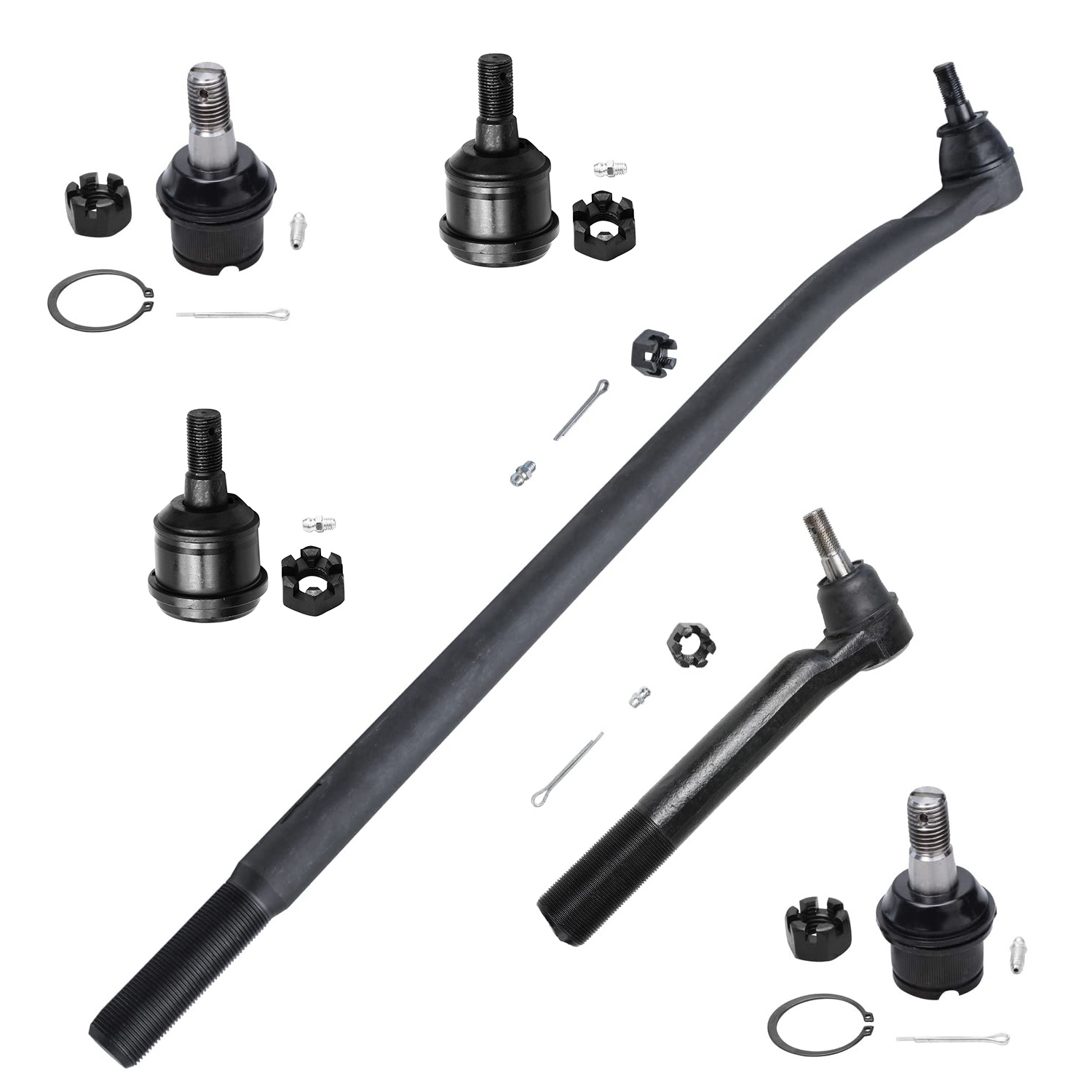 6pc Front Upper Lower Ball Joints Tie Rods Suspension Kit