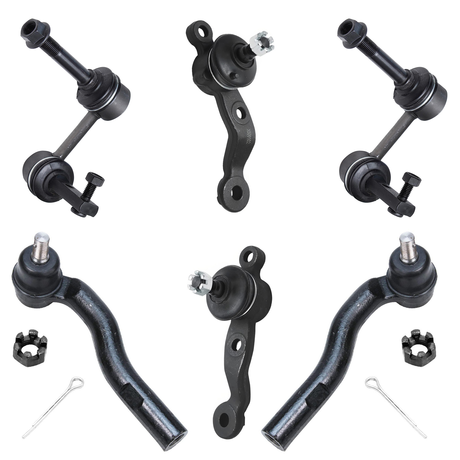 6pc Front Lower Ball Joints Tie Rods Sway Bar Links Suspension Kit