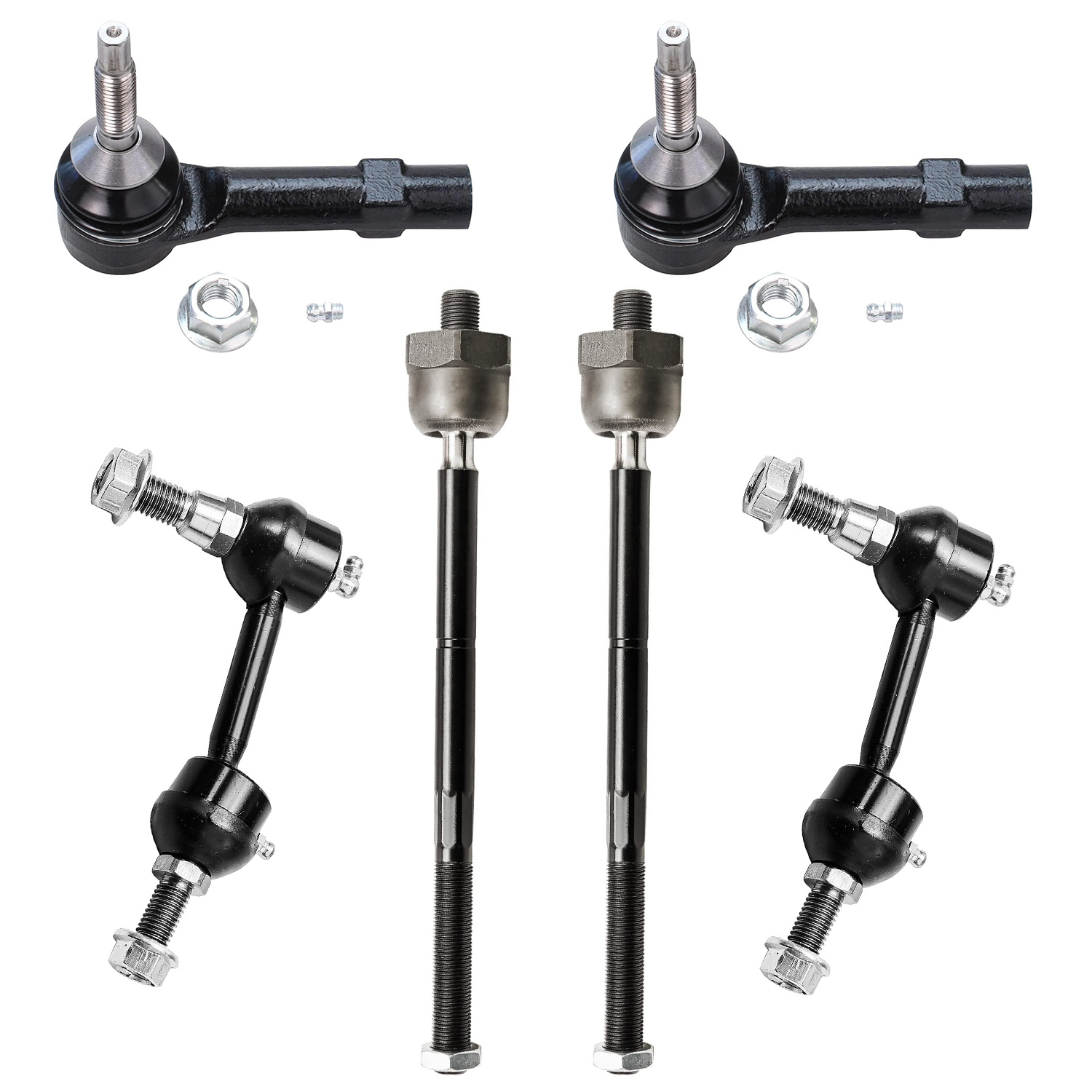 6pc Front Sway Bar Links Inner Outer Tie Rods Suspension Kit