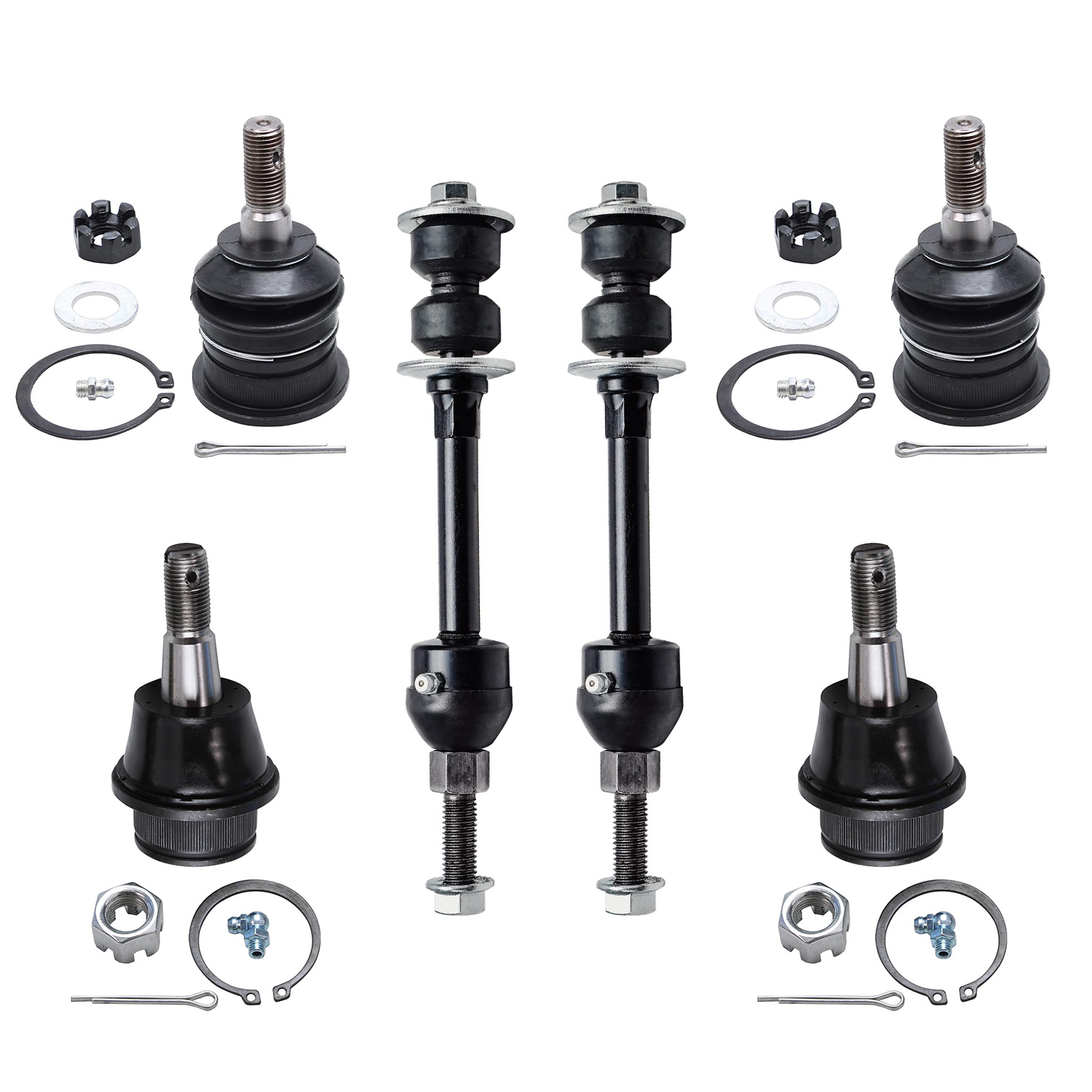 6pc Front Upper Lower Ball Joints Sway Bar Links Suspension Kit