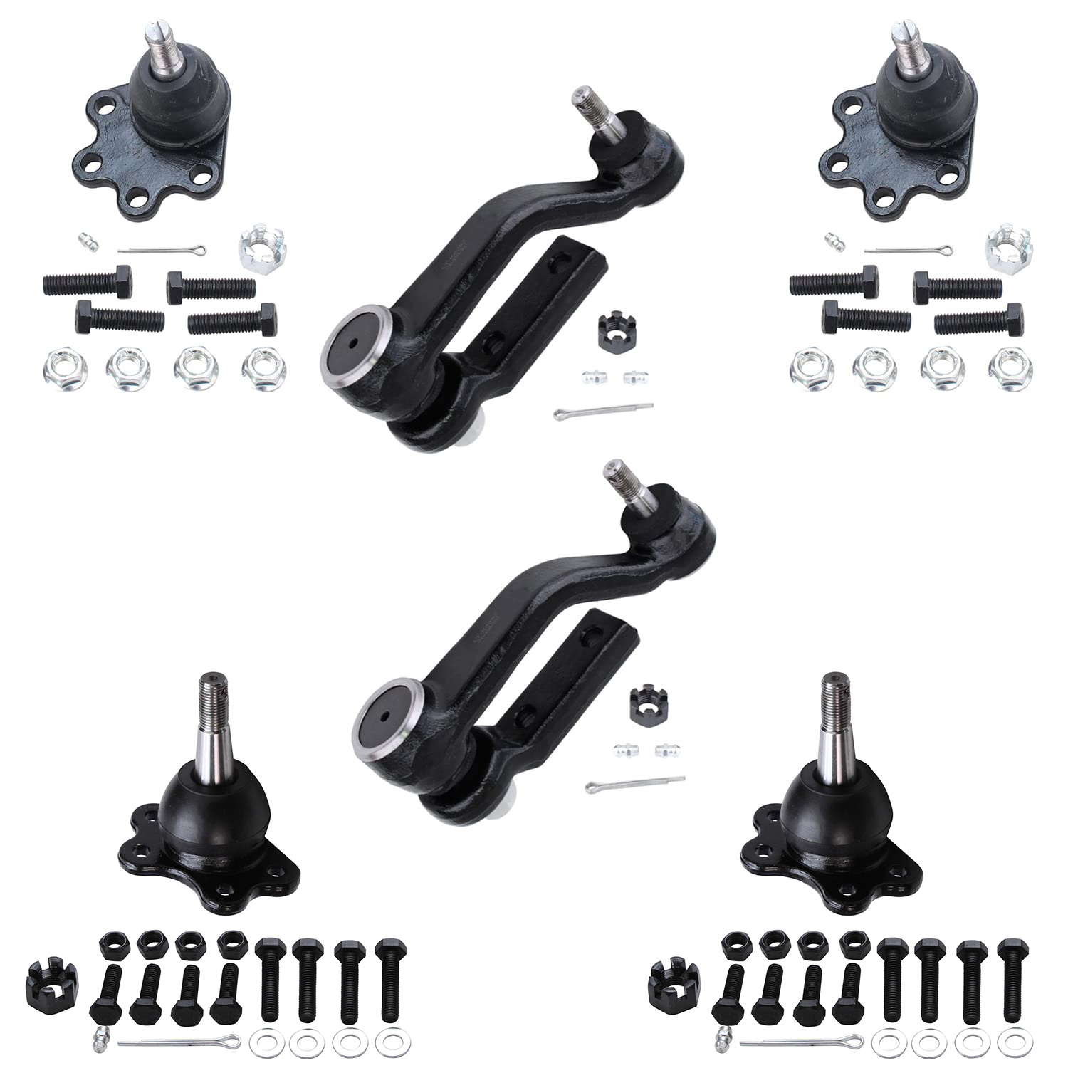6pc Front Upper Lower Ball Joints Idler Arms Suspension Kit
