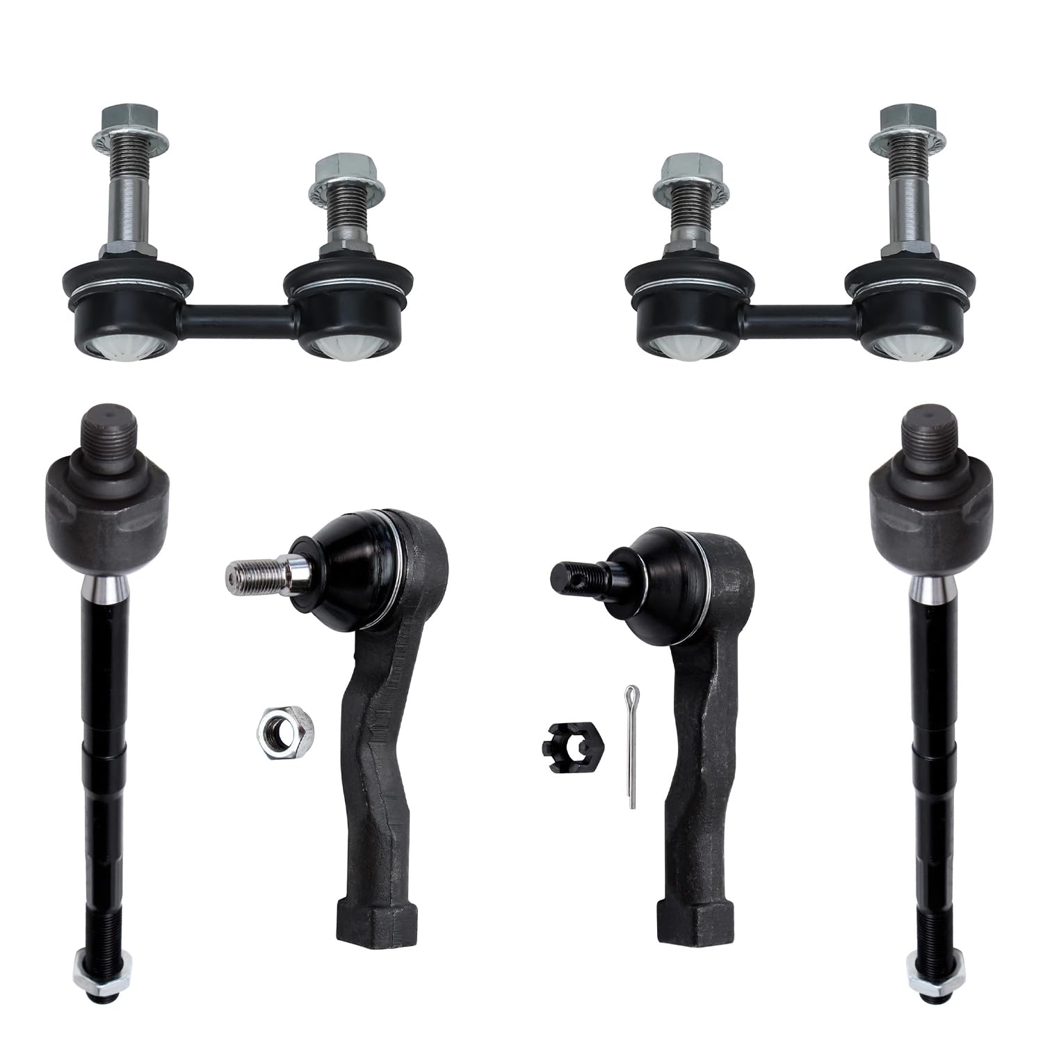 6pc Front Sway Bar Links Tie Rods Suspension Kit