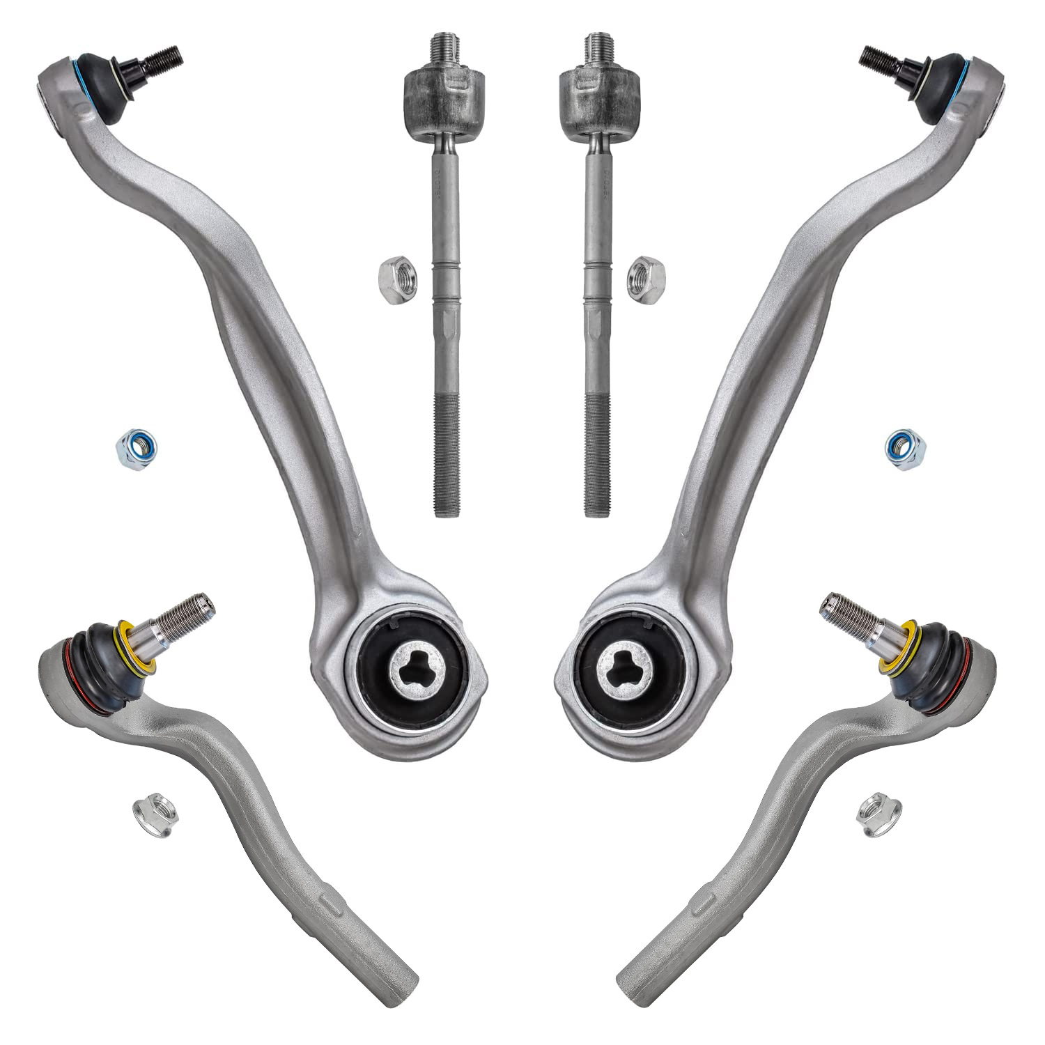 6pc Front Upper Control Arms Tie Rods Suspension Kit