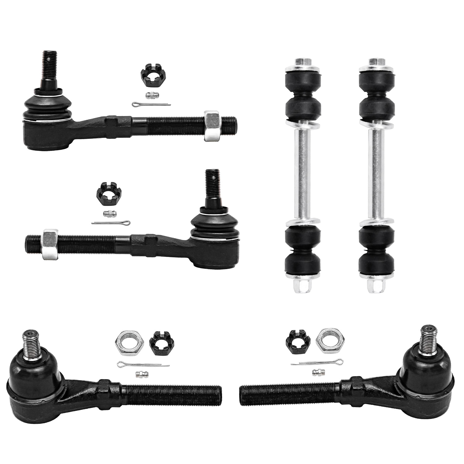 6pc Front Inner Outer Tie Rods Sway Bar Links Suspension Kit