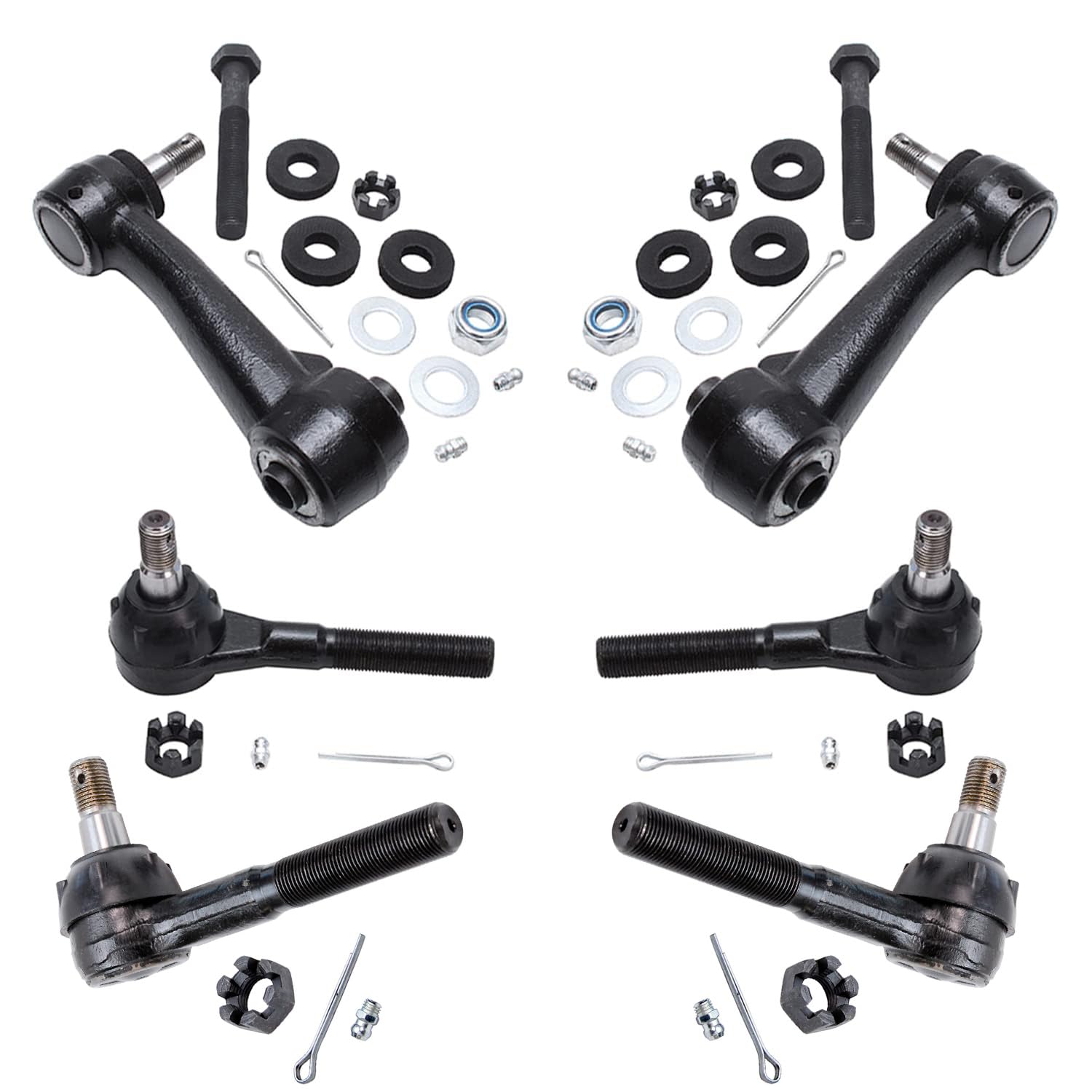 6pc Front Inner Outer Tie Rods Idler Arms Suspension Kit