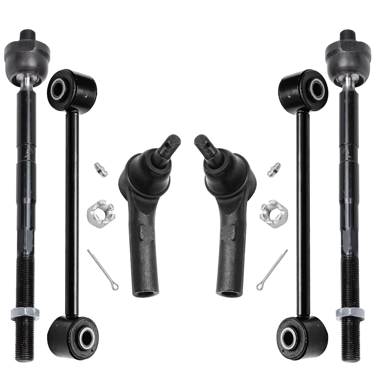 6pc Front Inner Outer Tie Rods Sway Bar Links Suspension Kit