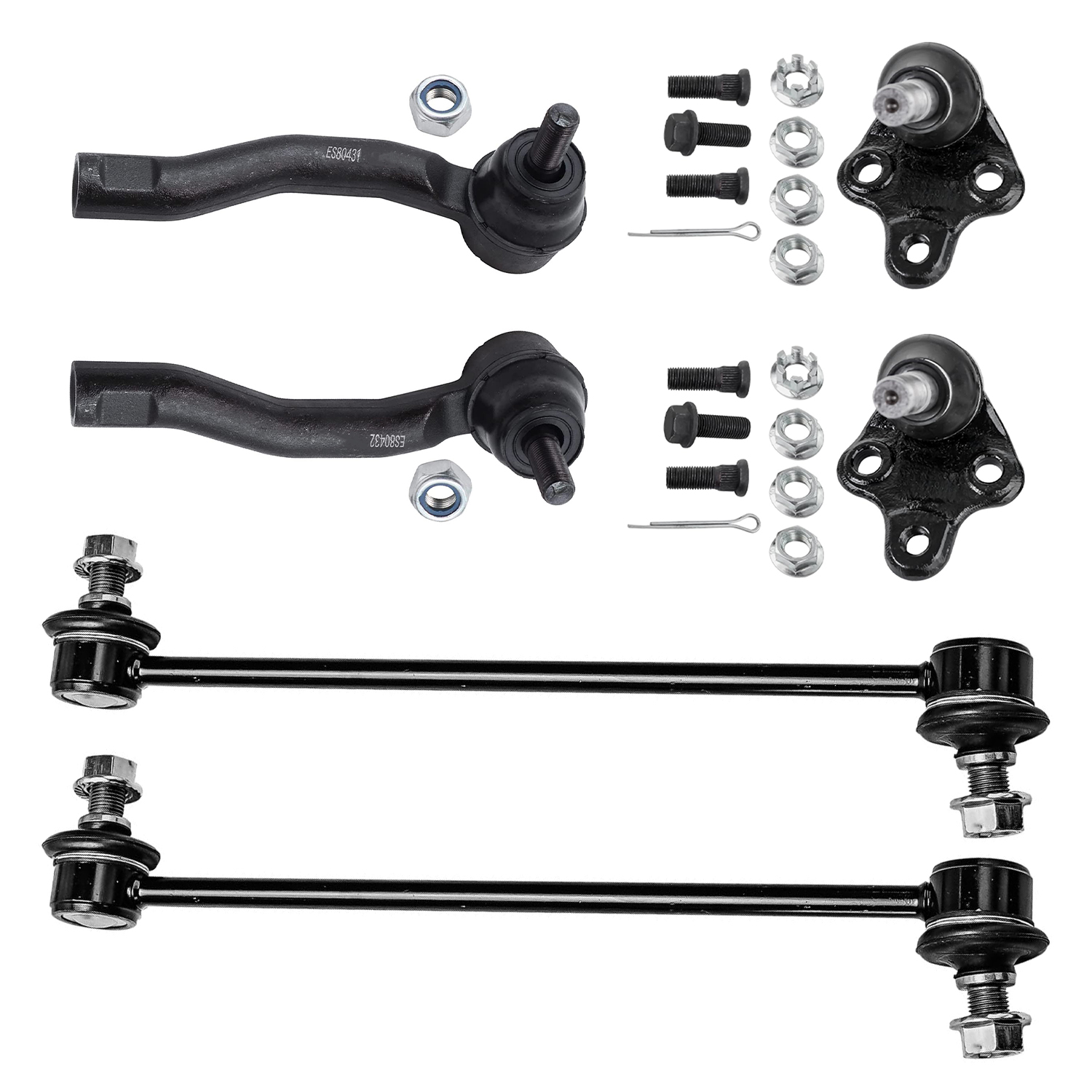 6pc Front Outer Tie Rods Lower Ball Joints Sway Bar Links Suspension Kit