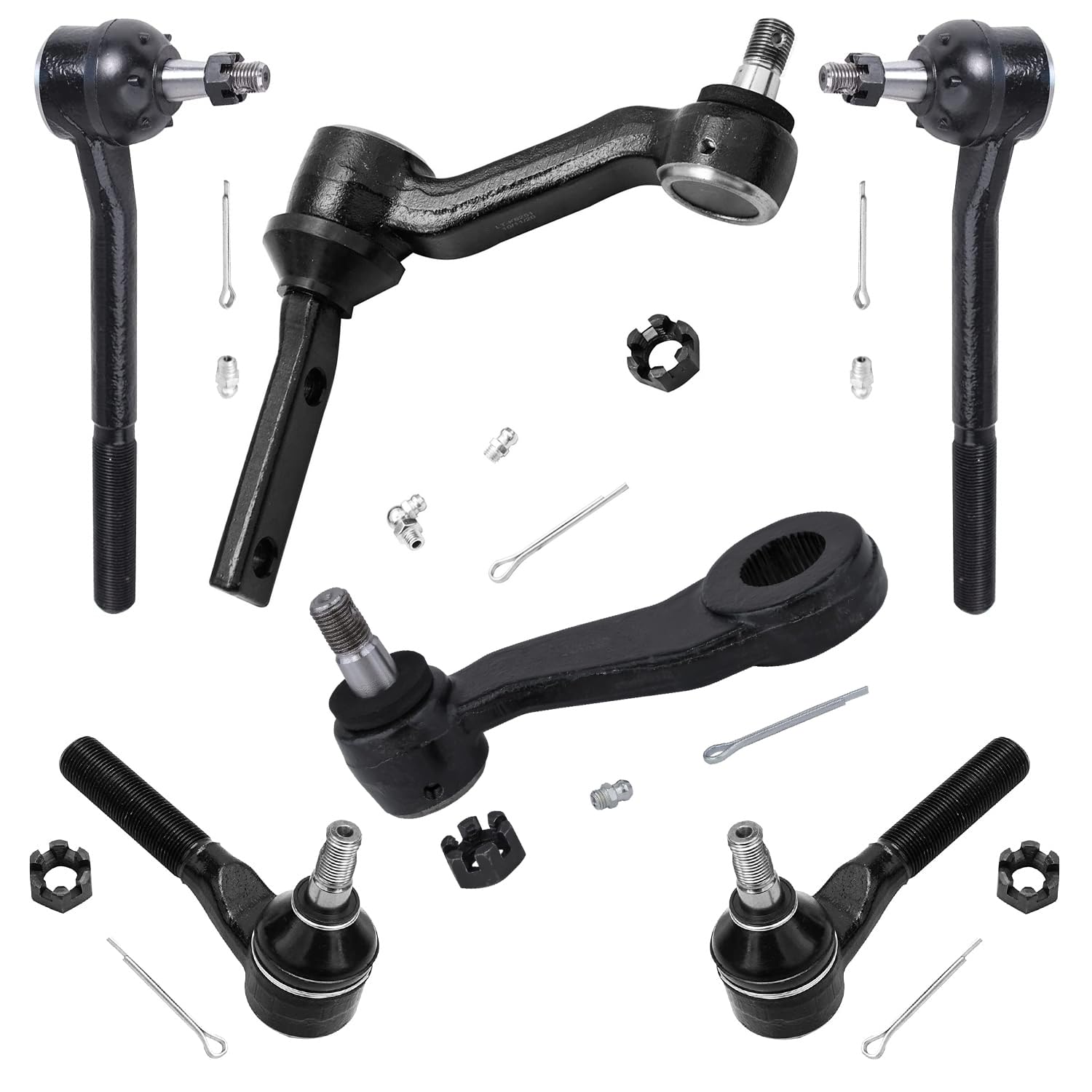 6pc Front Inner Outer Tie Rods Pitman Idler Arms Suspension Kit