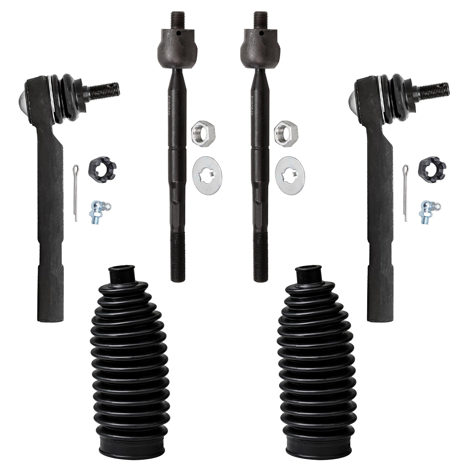 6pc Front Inner Outer Tie Rods Suspension Kit