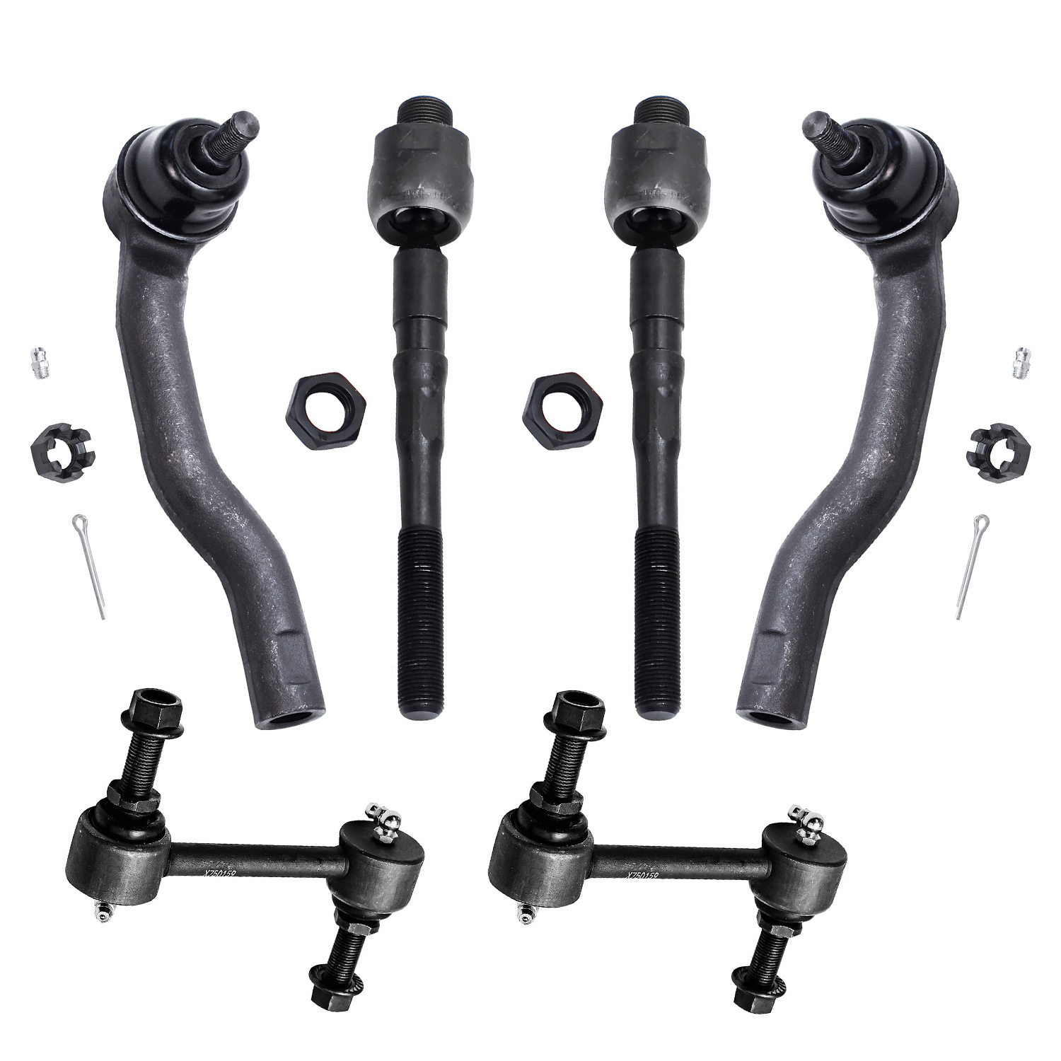 6pc Front Inner Outer Tie Rods Sway Bar Links Suspension Kit