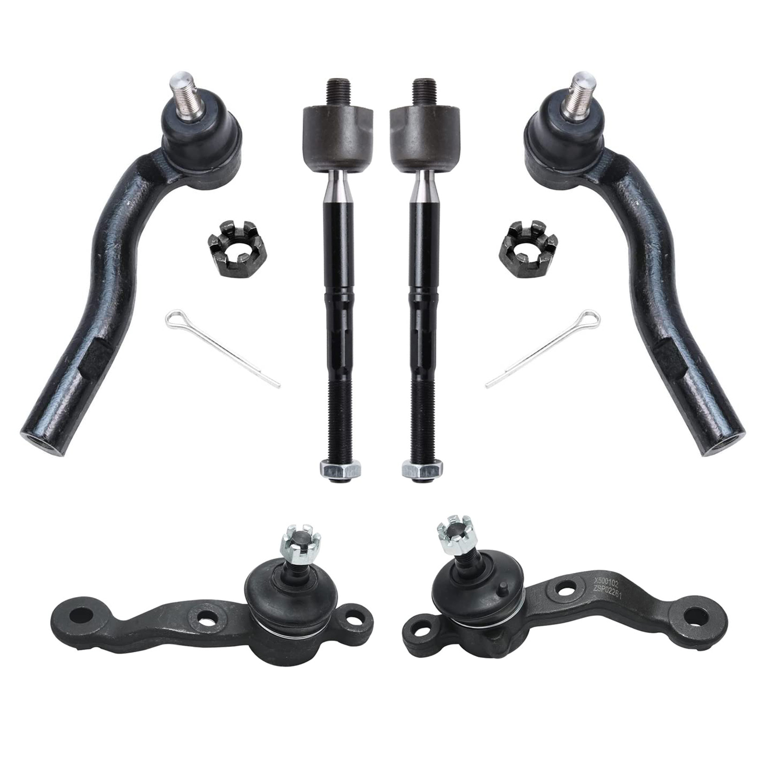 6pc Front Lower Ball Joints Tie Rods Suspension Kit