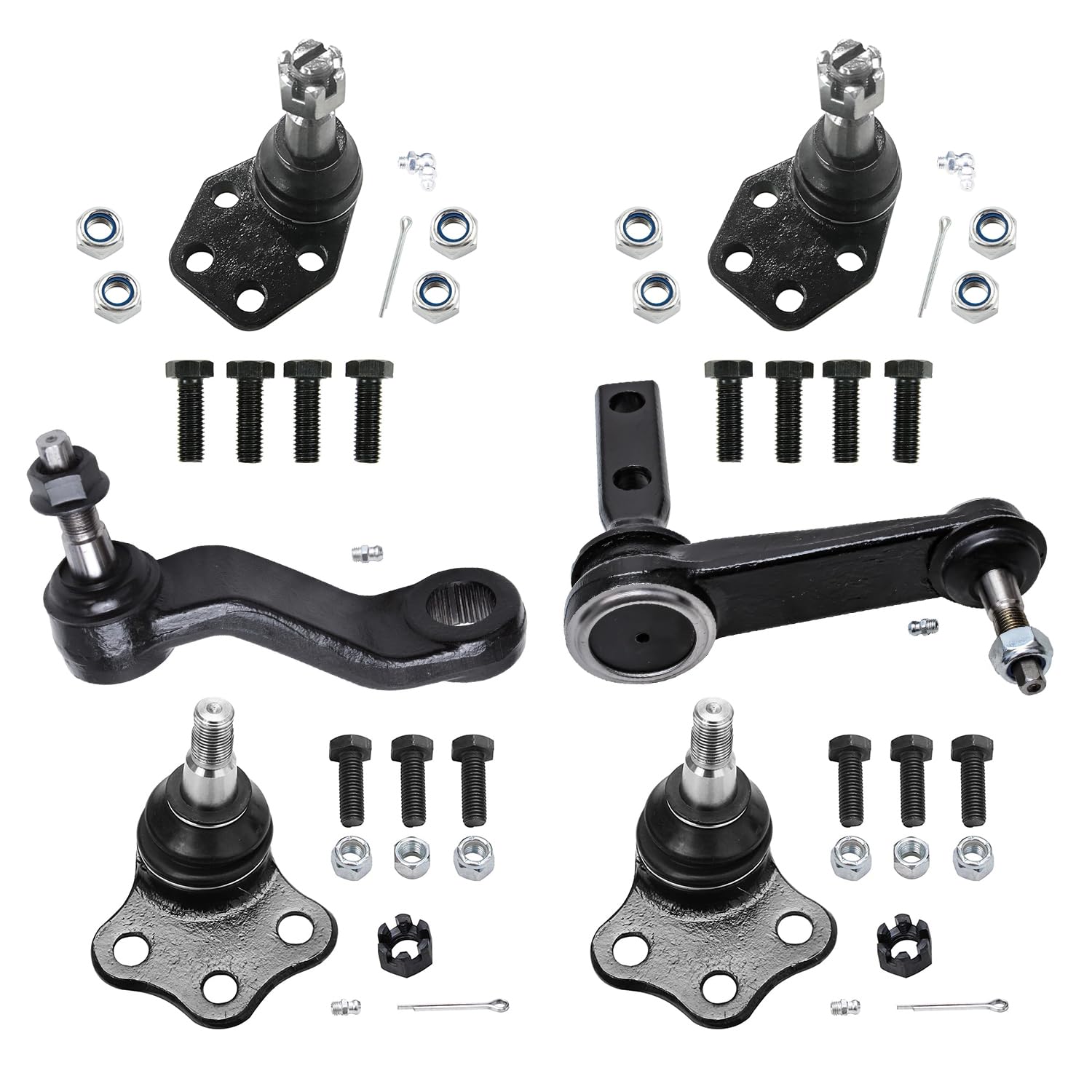 6pc Front Upper Lower Ball Joints Pitman Idler Arm Suspension Kit