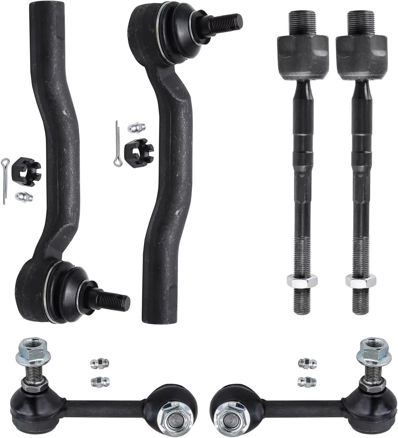 6pc Front Inner Outer Tie Rods Sway Bar Links Suspension Kit