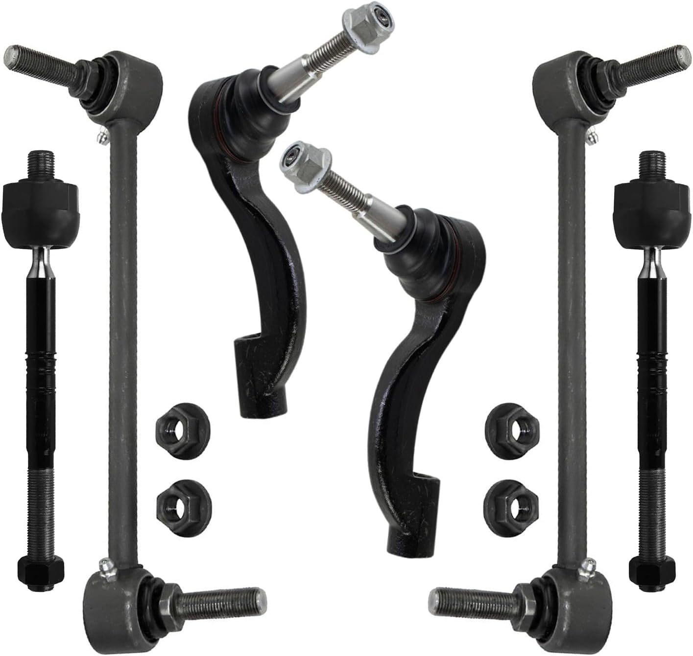 6pc Front Sway Bar Links Inner Outer Tie Rods Suspension Kit