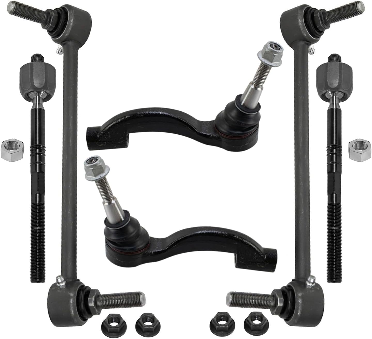 6pc Front Sway Bar Links Inner Outer Tie Rods Suspension Kit