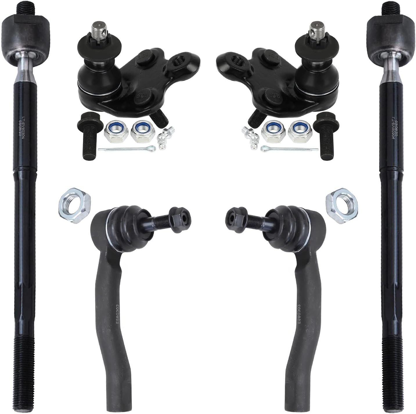 6pc Front Inner Outer Tie Rods Lower Ball Joints Suspension Kit