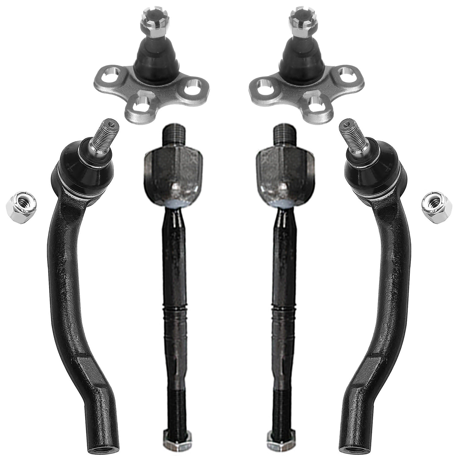 6pc Front Inner Outer Tie Rods Lower Ball Joints Suspension Kit