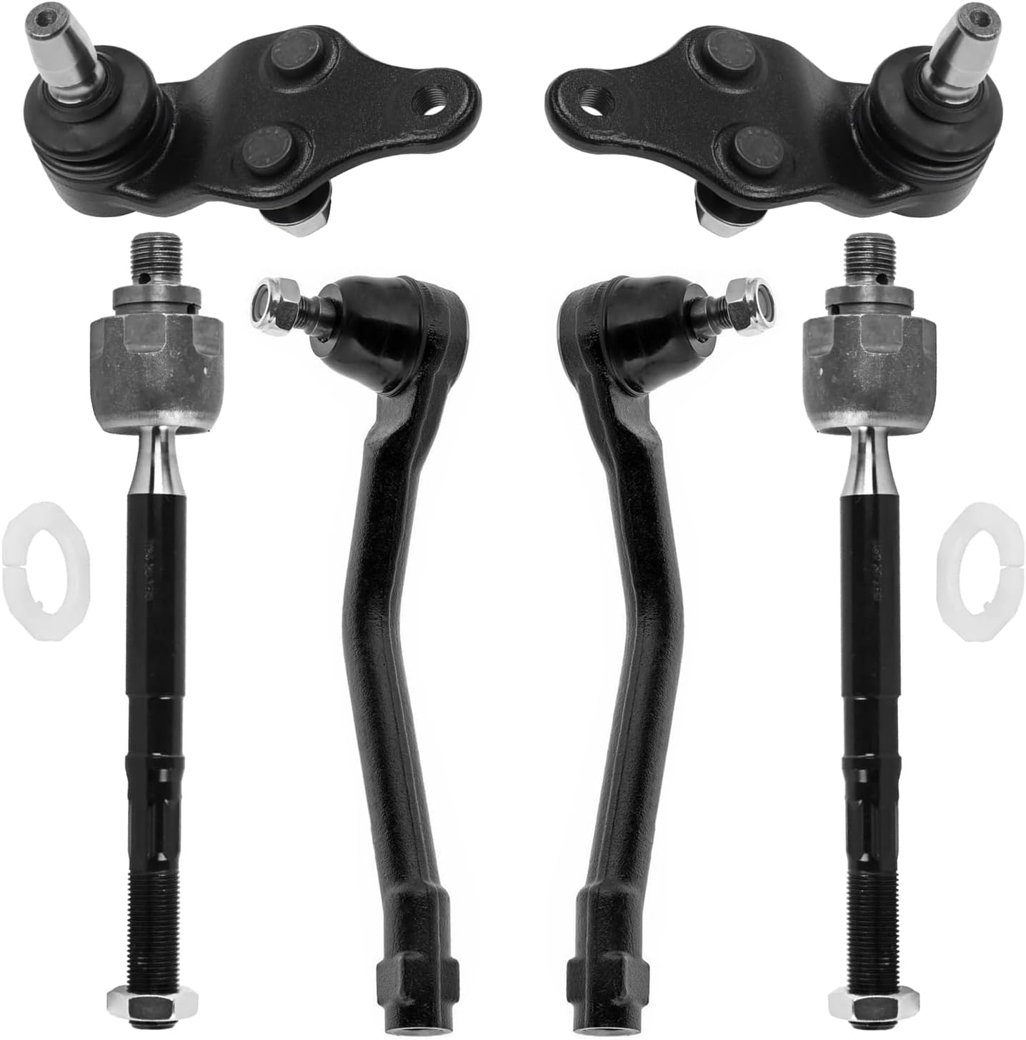 6pc Front Inner Outer Tie Rods Lower Ball Joints Suspension Kit