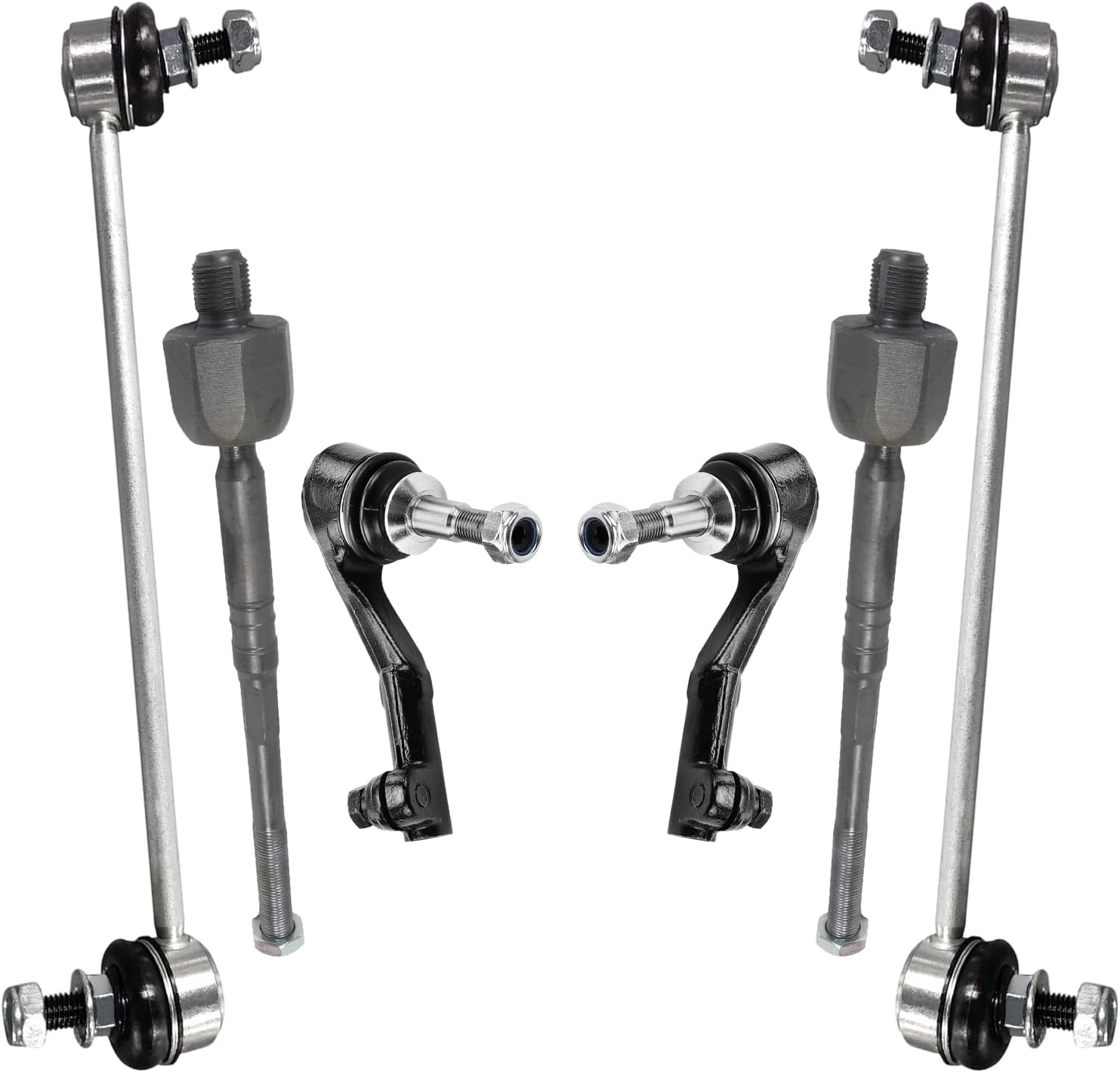 6pc Front Sway Bar Links Inner Outer Tie Rods Suspension Kit